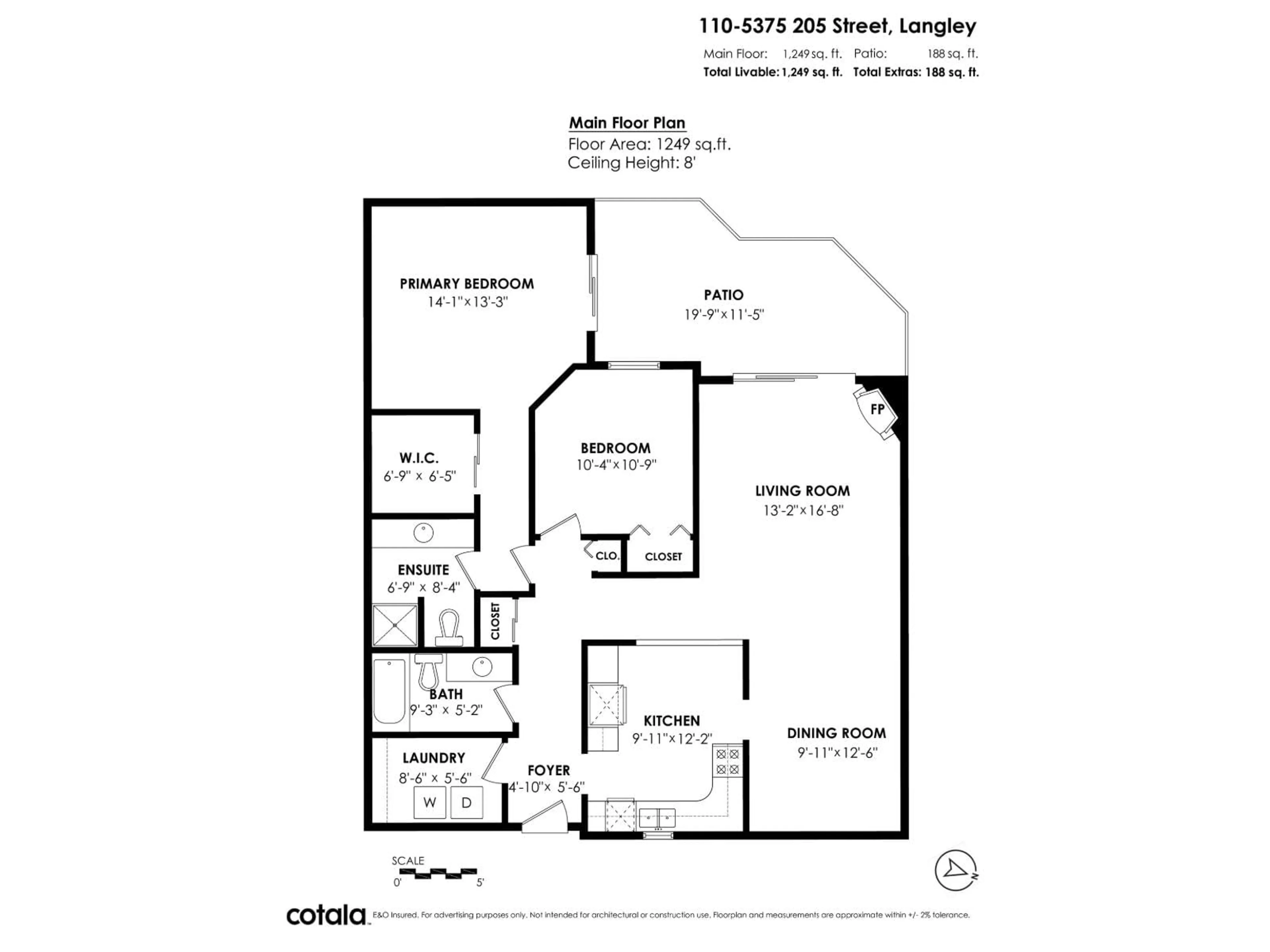 Floor plan for 110 - 5375 205 STREET, Langley British Columbia V3A7V7