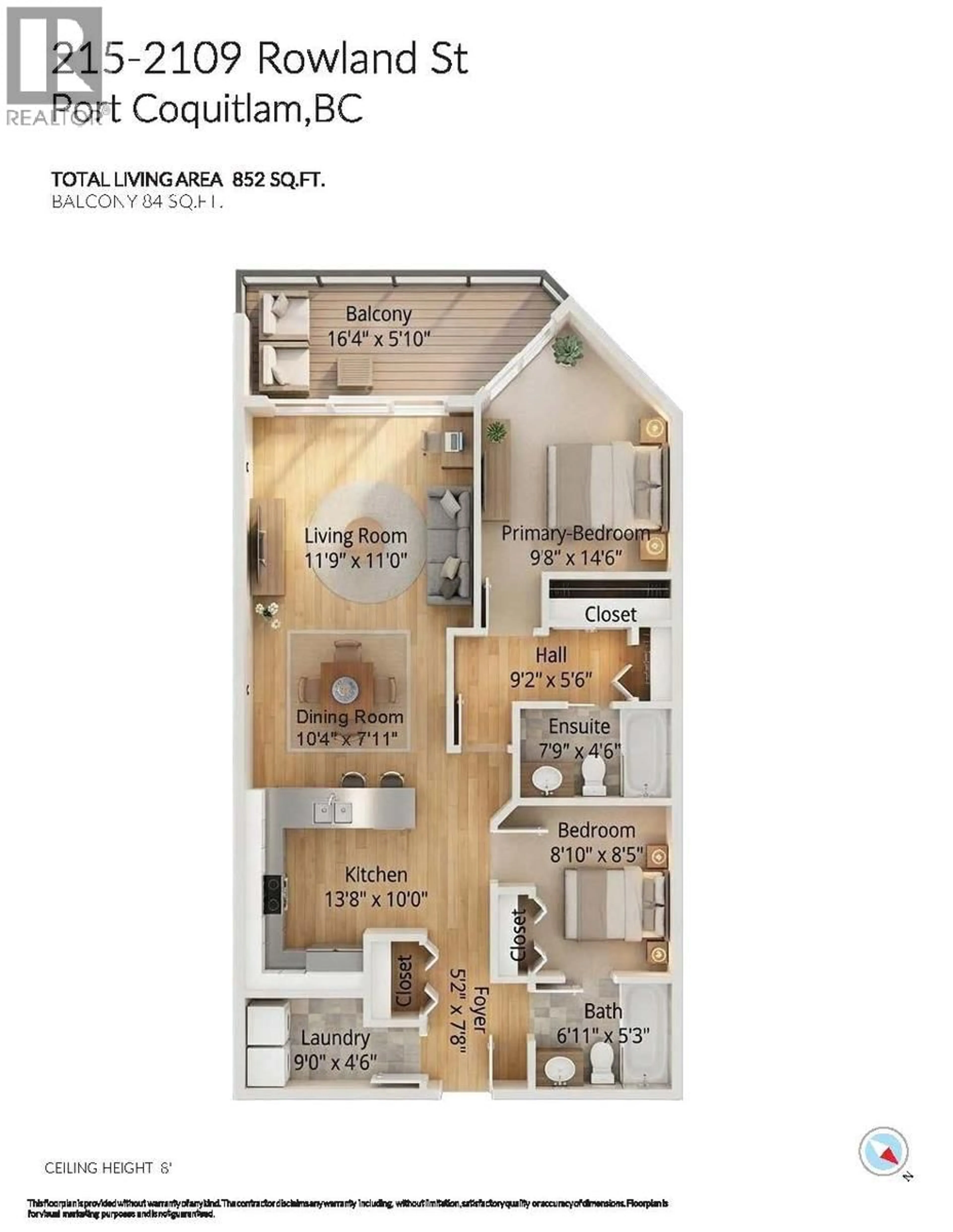 Floor plan for 215 - 2109 ROWLAND STREET, Port Coquitlam British Columbia V3C6J4