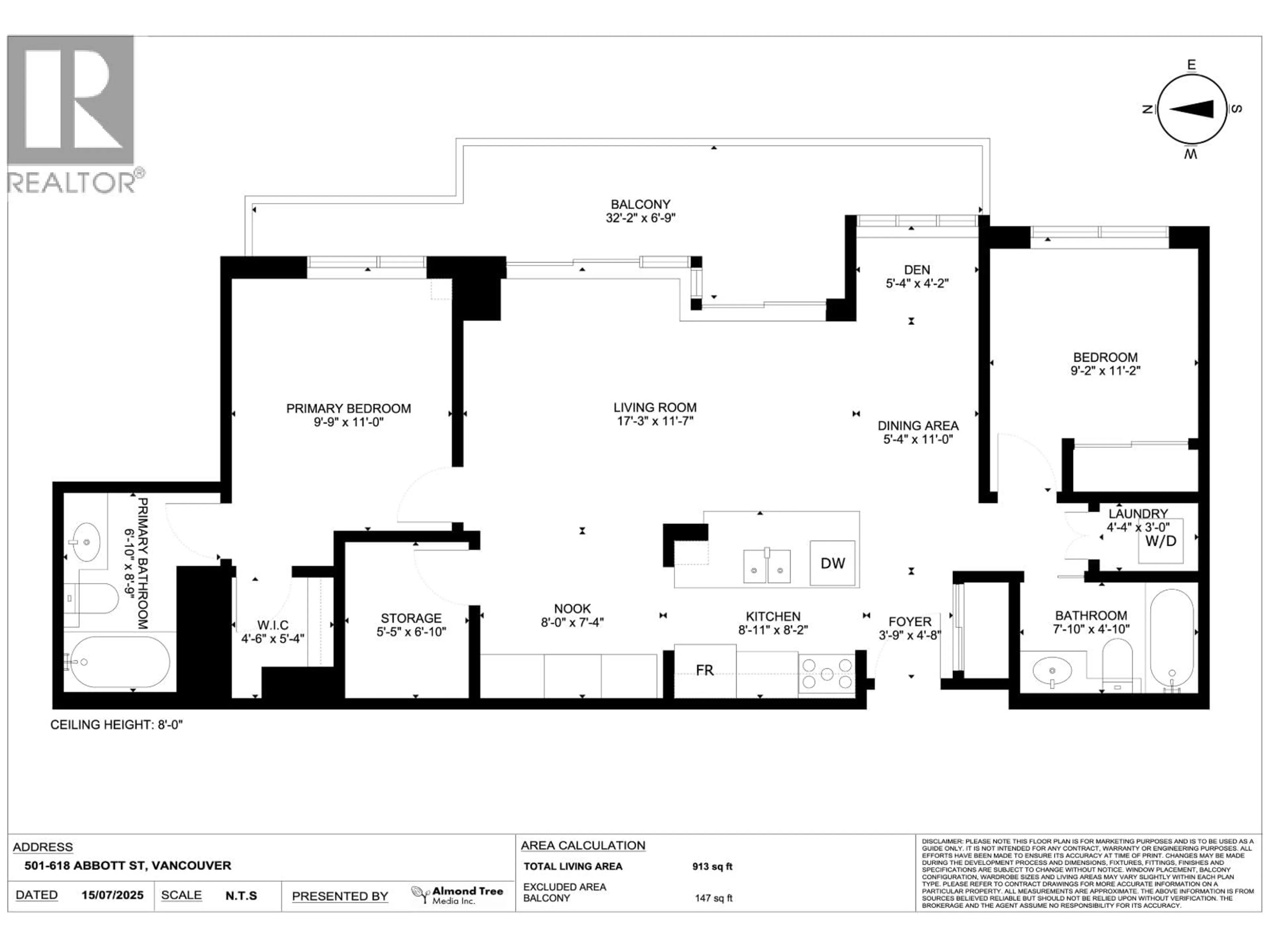 Floor plan for 501 - 618 ABBOTT STREET, Vancouver British Columbia V6B0C1
