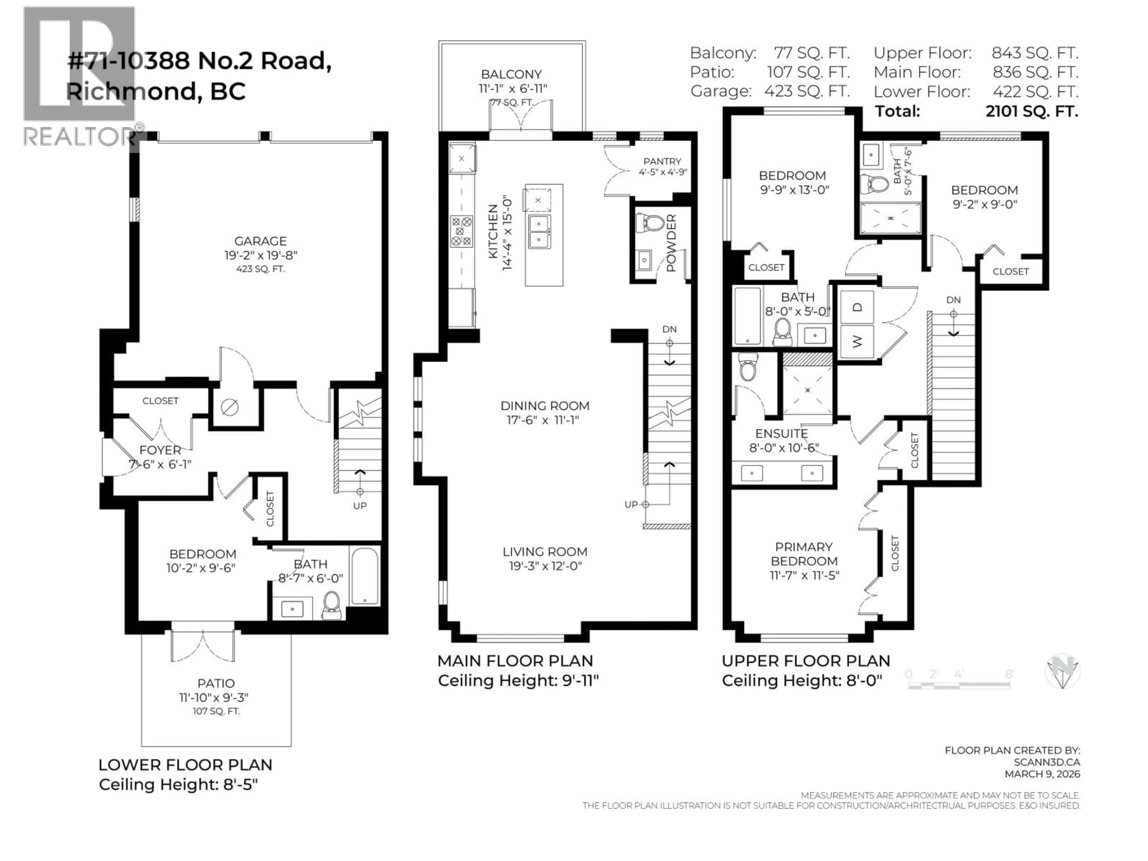 Floor plan for 71 - 10388 NO. 2 ROAD, Richmond British Columbia V7E0B9