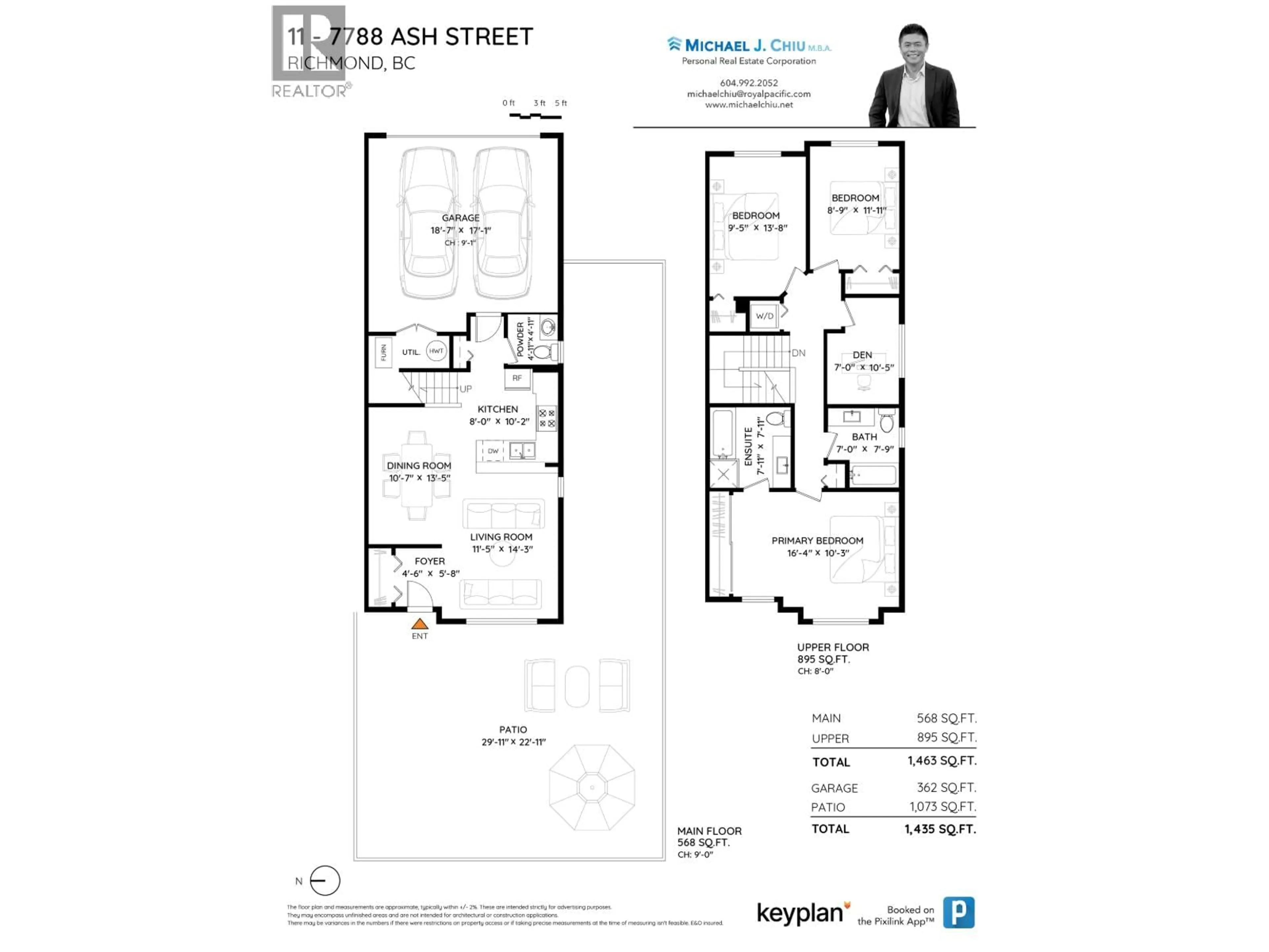 Floor plan for 11 - 7788 ASH STREET, Richmond British Columbia V6Y2S1