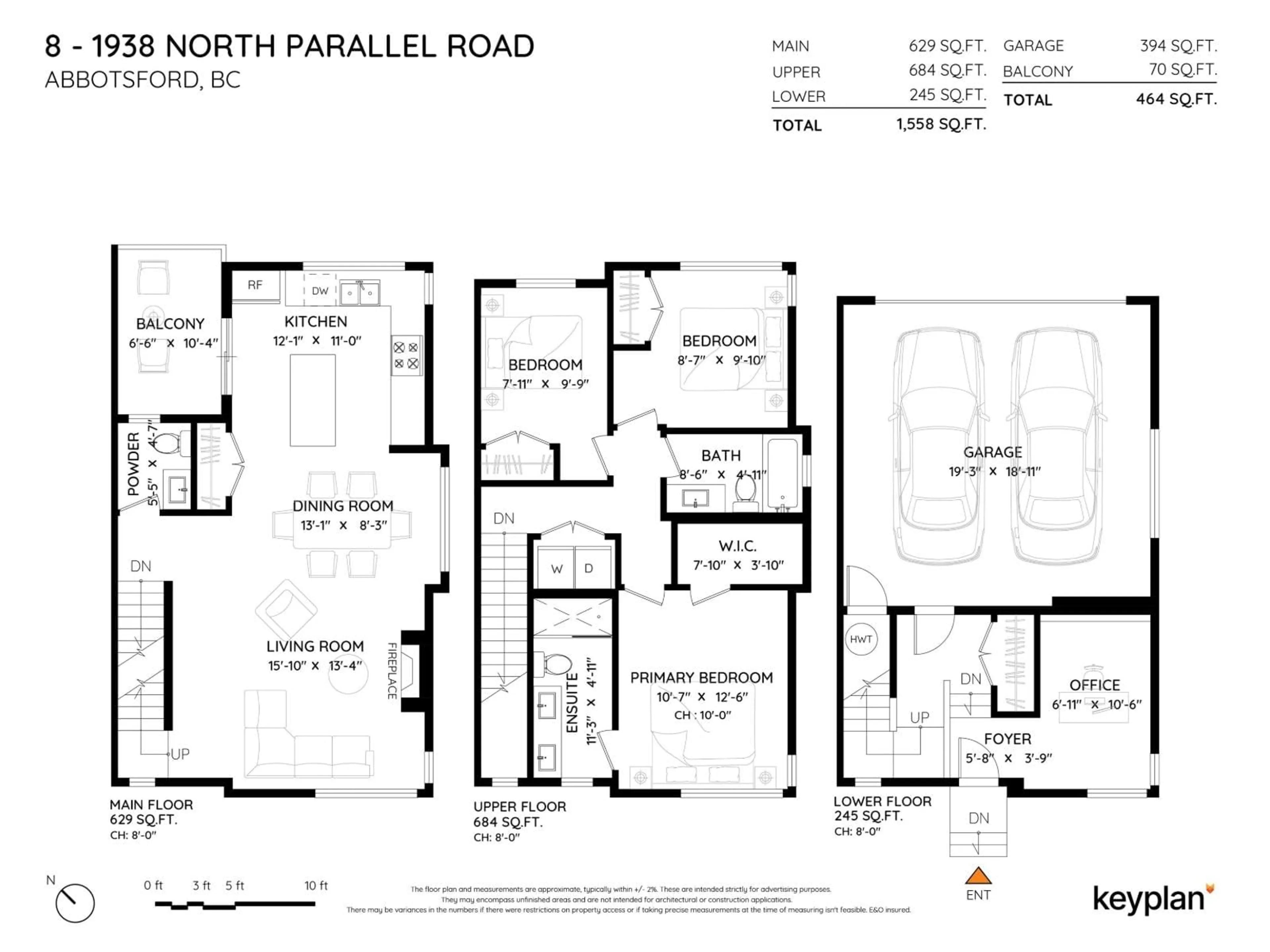 Floor plan for 8 - 1938 NORTH PARALLEL ROAD, Abbotsford British Columbia V3G0H1