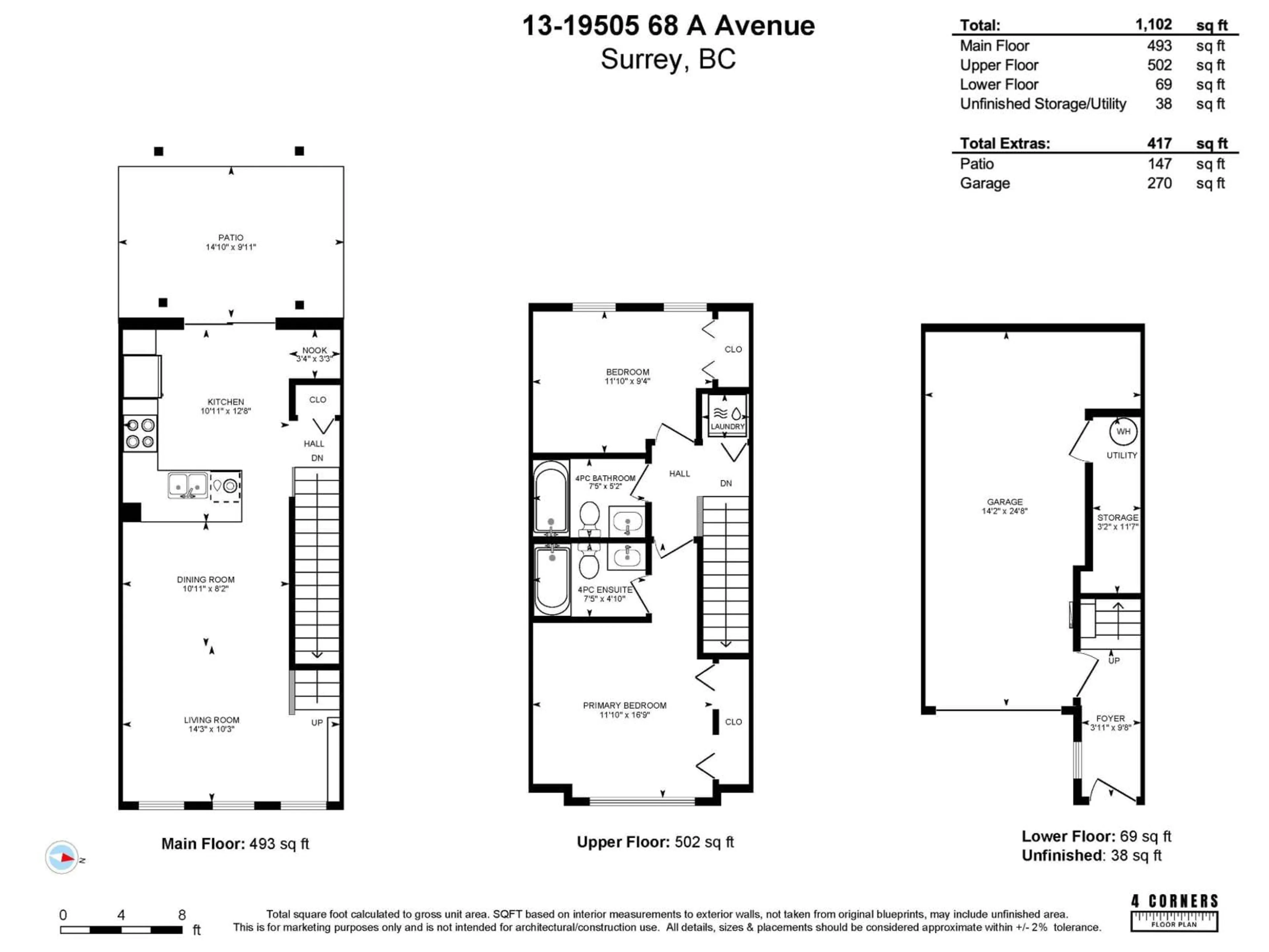 Floor plan for 13 - 19505 68A AVENUE, Surrey British Columbia V4N6K3