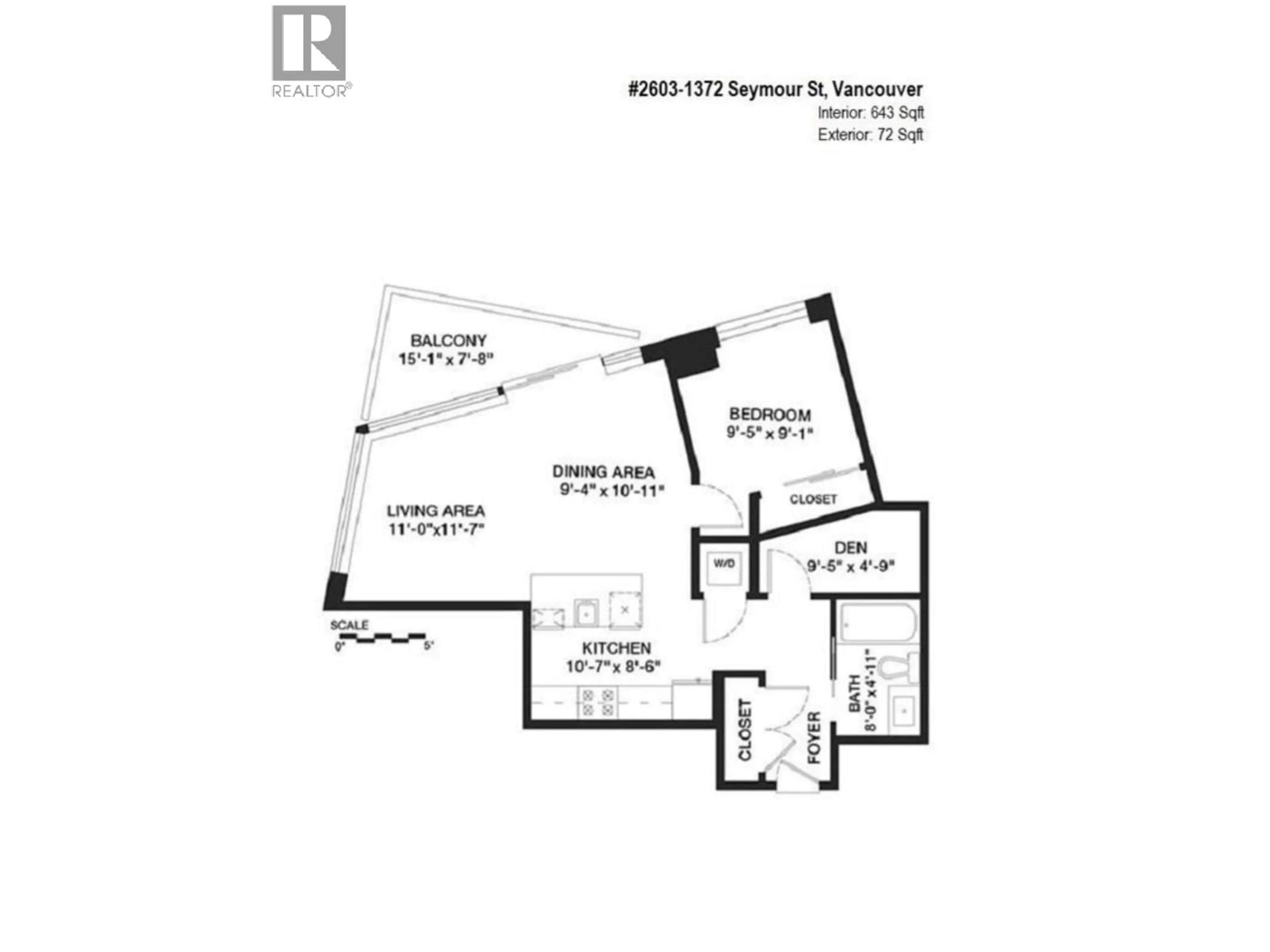 Floor plan for 2603 - 1372 SEYMOUR STREET, Vancouver British Columbia V6B0L1