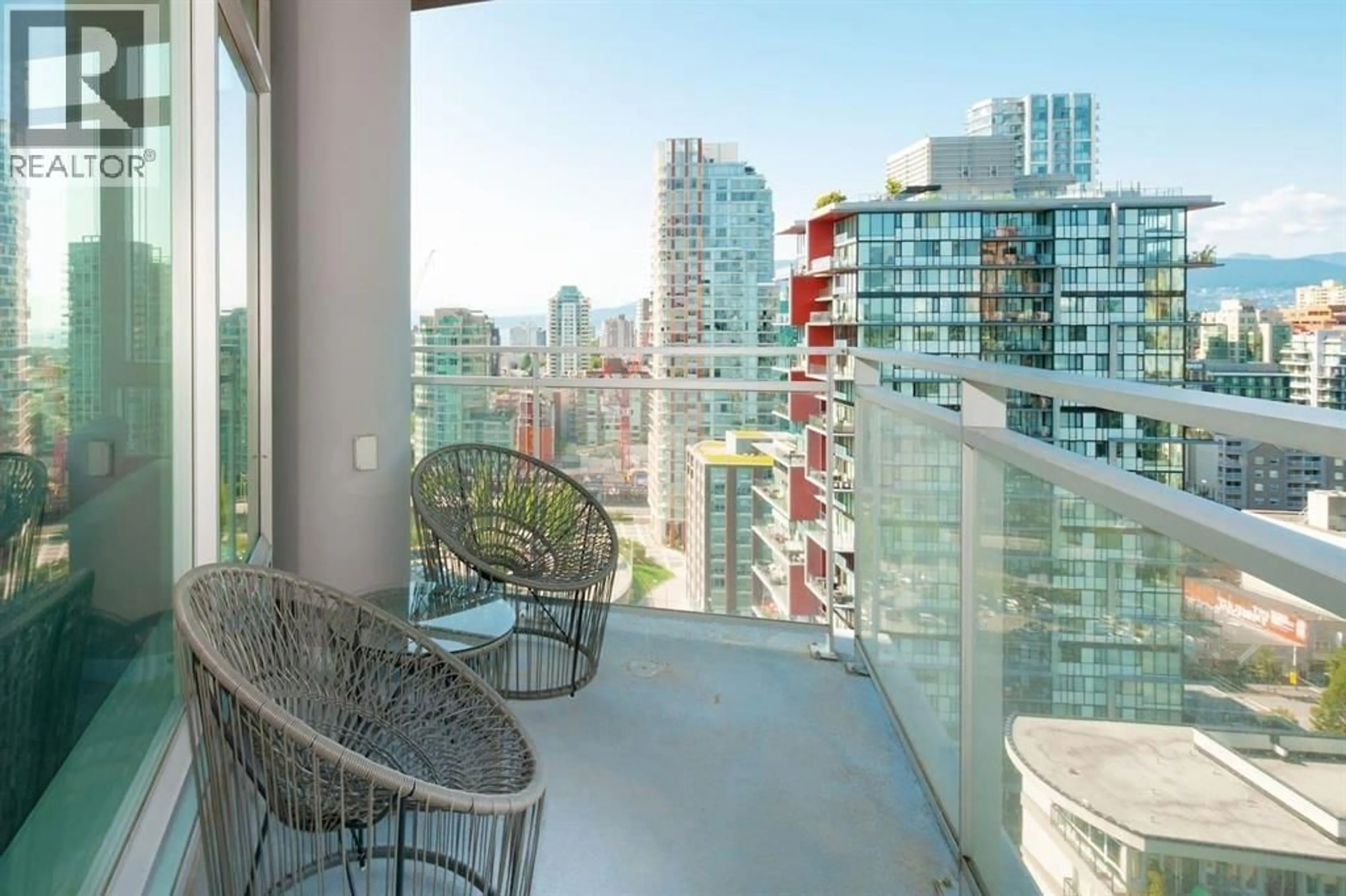 Balcony in the apartment, city buildings view from balcony for 2603 - 1372 SEYMOUR STREET, Vancouver British Columbia V6B0L1