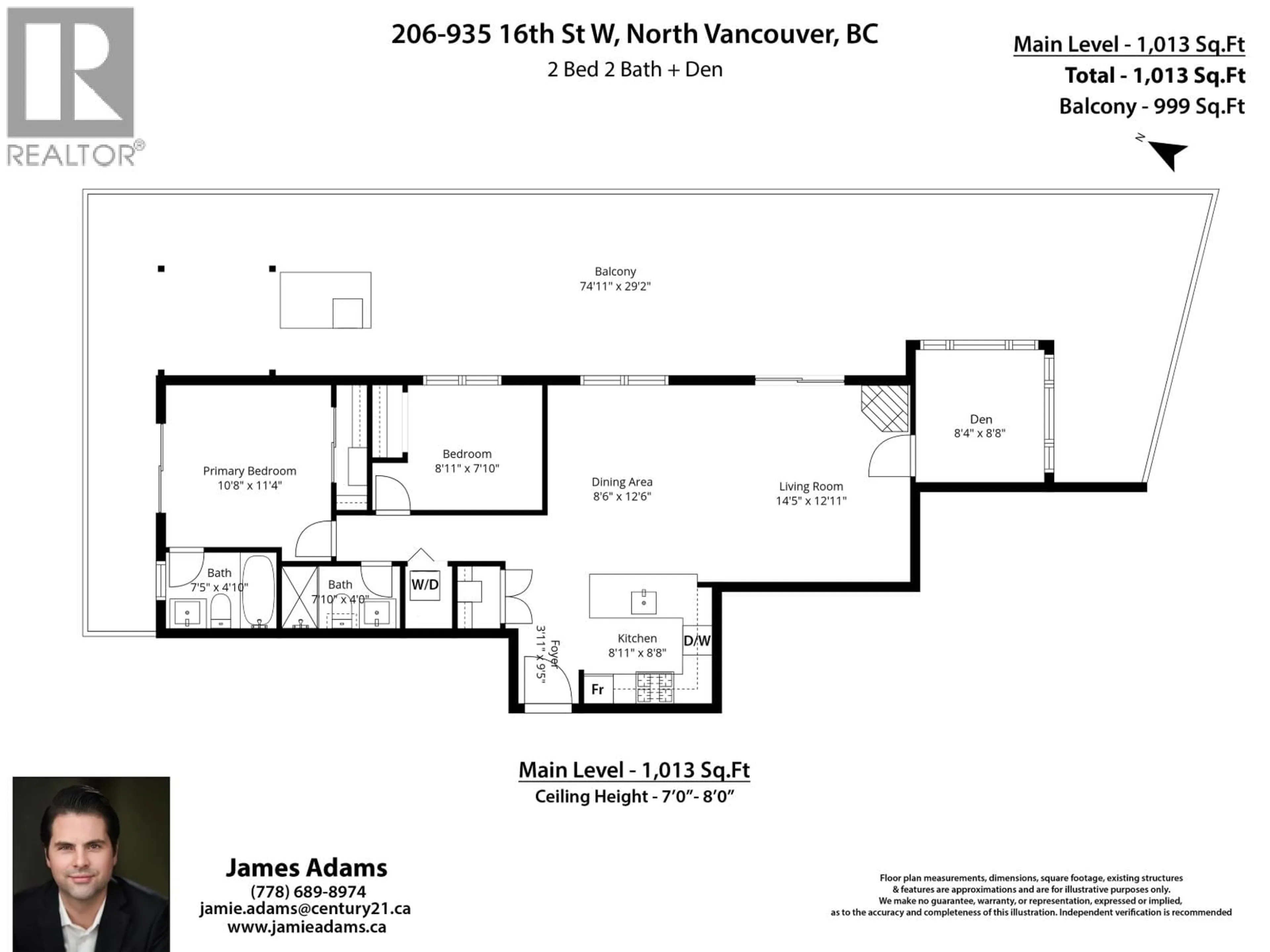 Floor plan for 206 - 935 16TH STREET, North Vancouver British Columbia V7P1R2