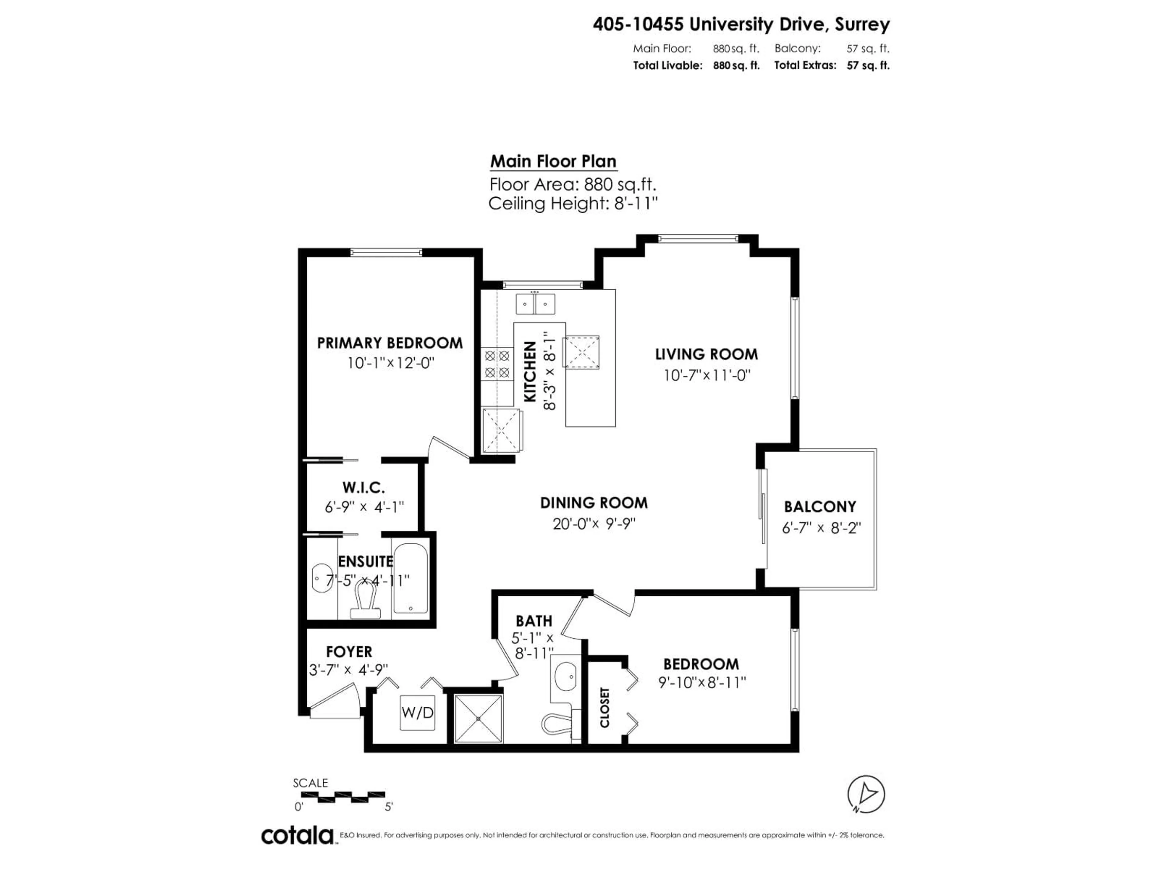 Floor plan for 405 - 10455 UNIVERSITY DRIVE, Surrey British Columbia V3T0A5