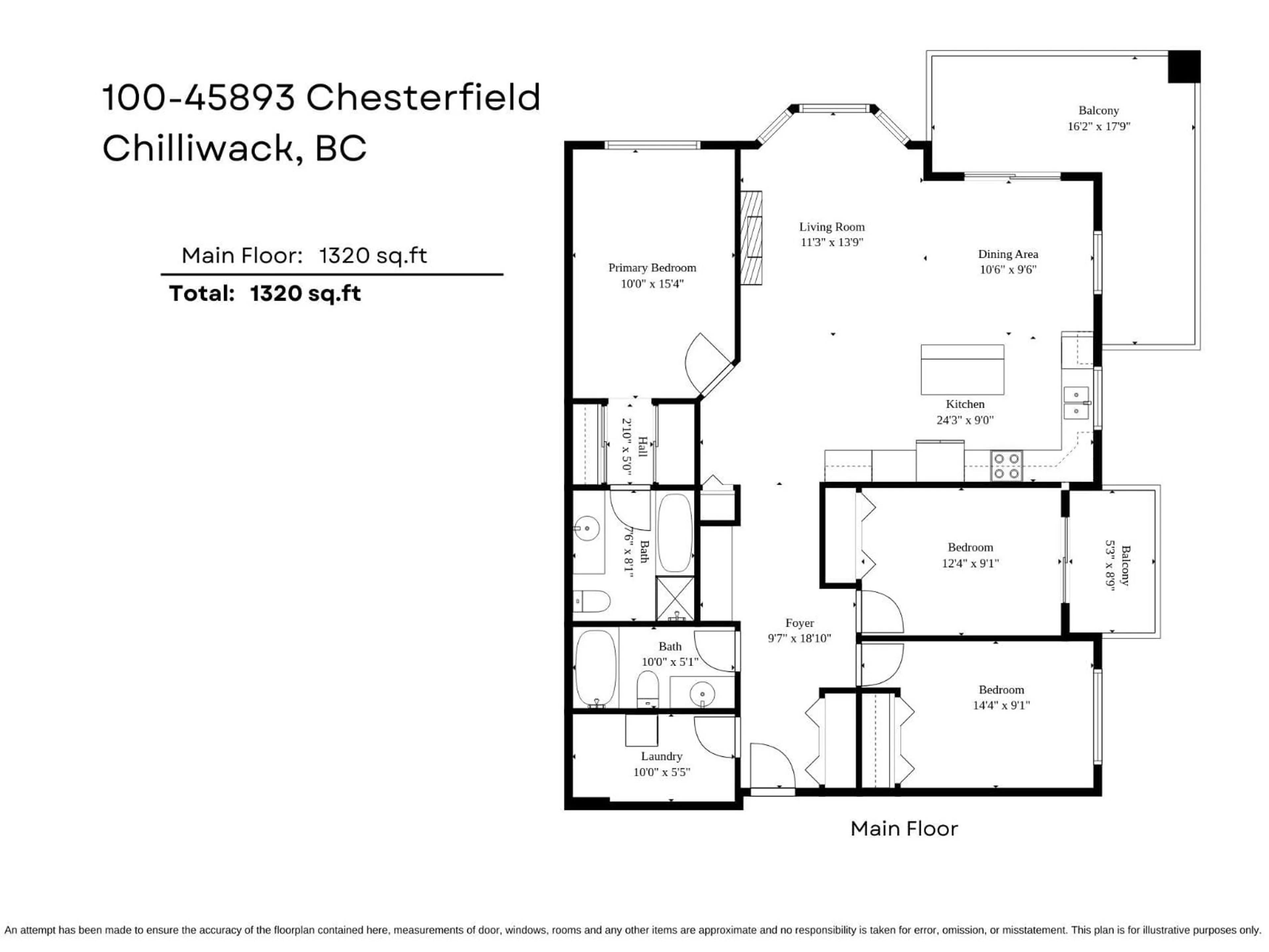 Floor plan for 100 - 45893 CHESTERFIELD AVENUE, Chilliwack British Columbia V2P1M5