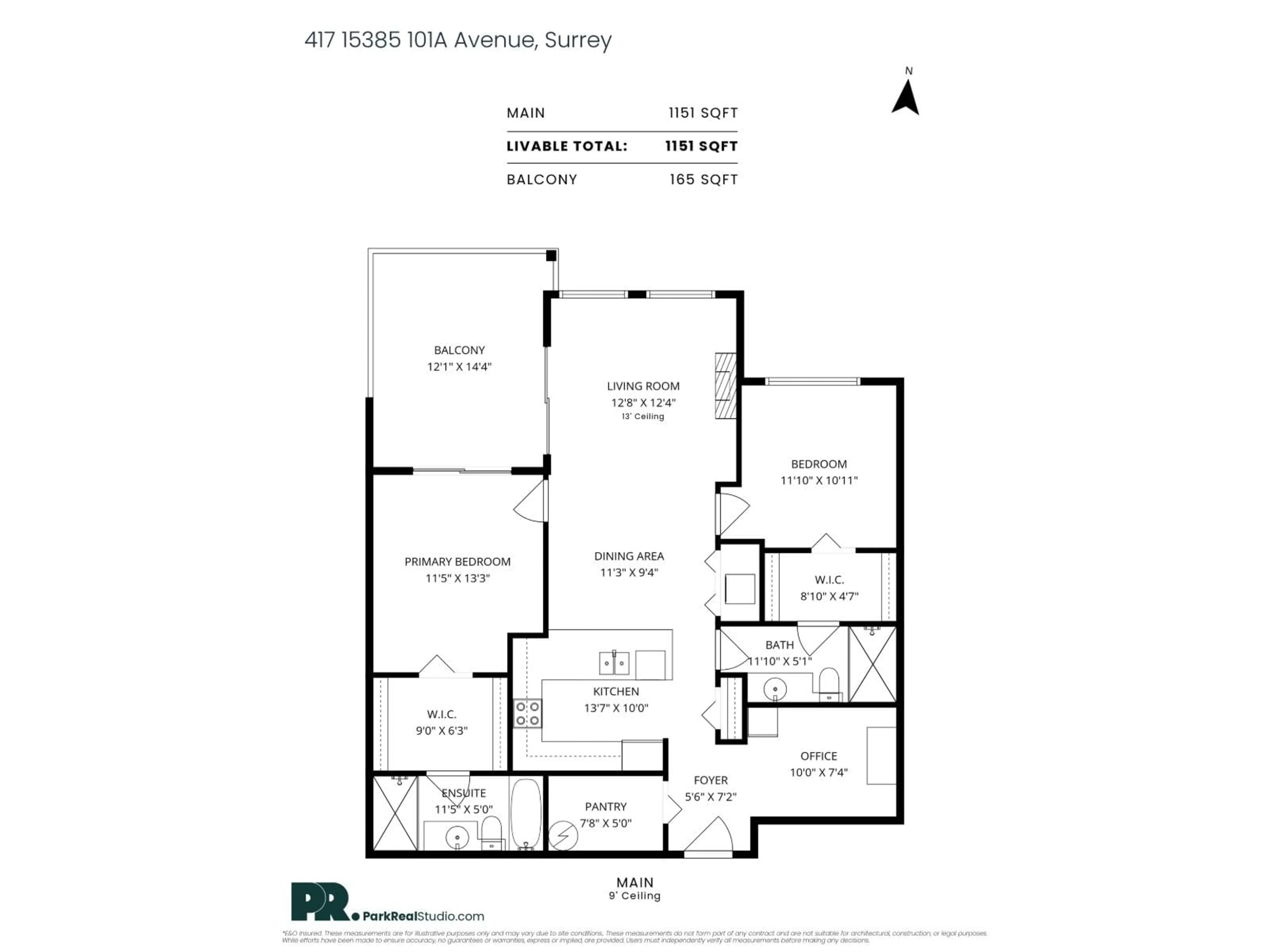 Floor plan for 417 - 15385 101A AVENUE, Surrey British Columbia V3R0B4