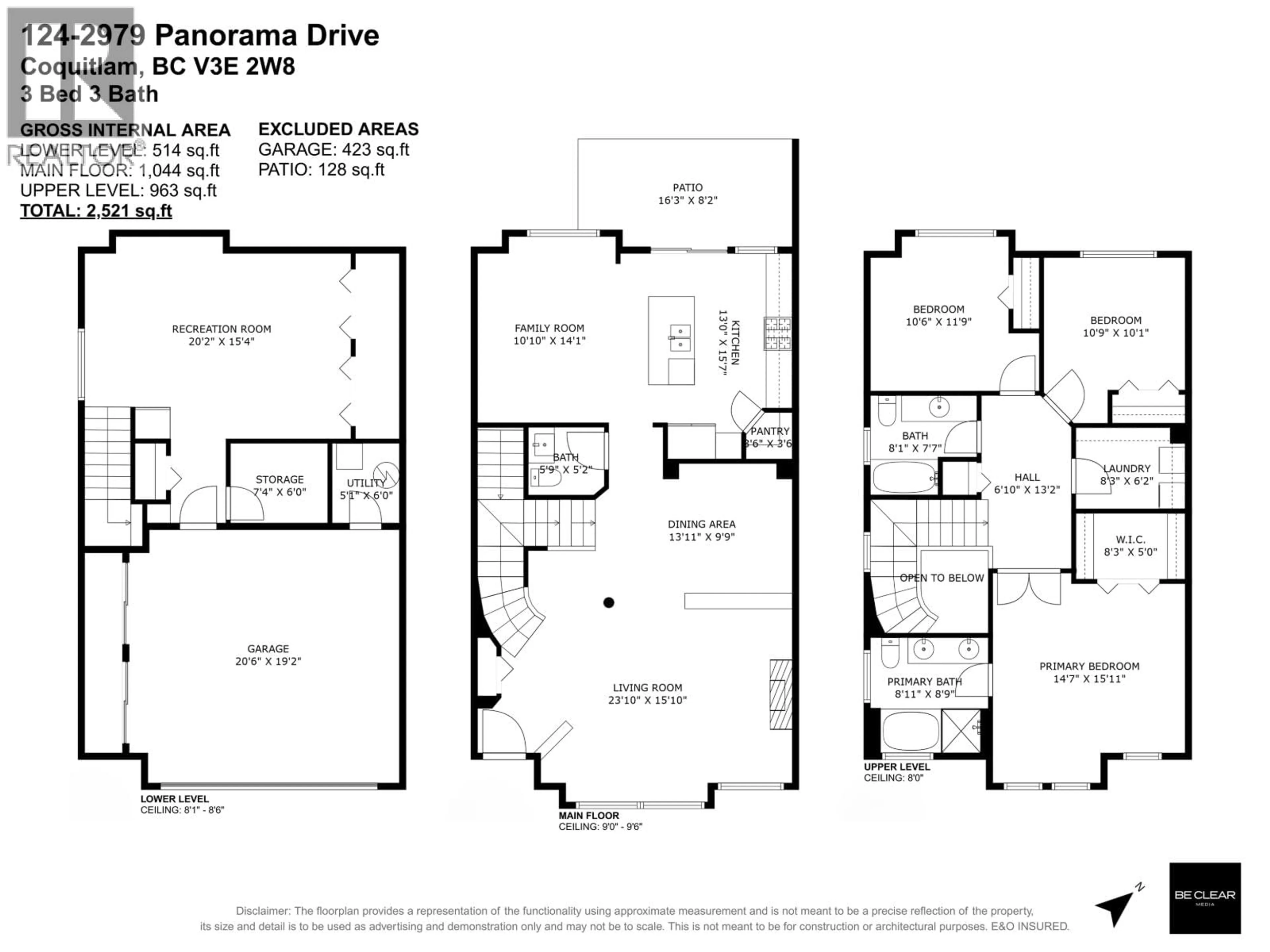 Floor plan for 124 - 2979 PANORAMA DRIVE, Coquitlam British Columbia V3E2W8