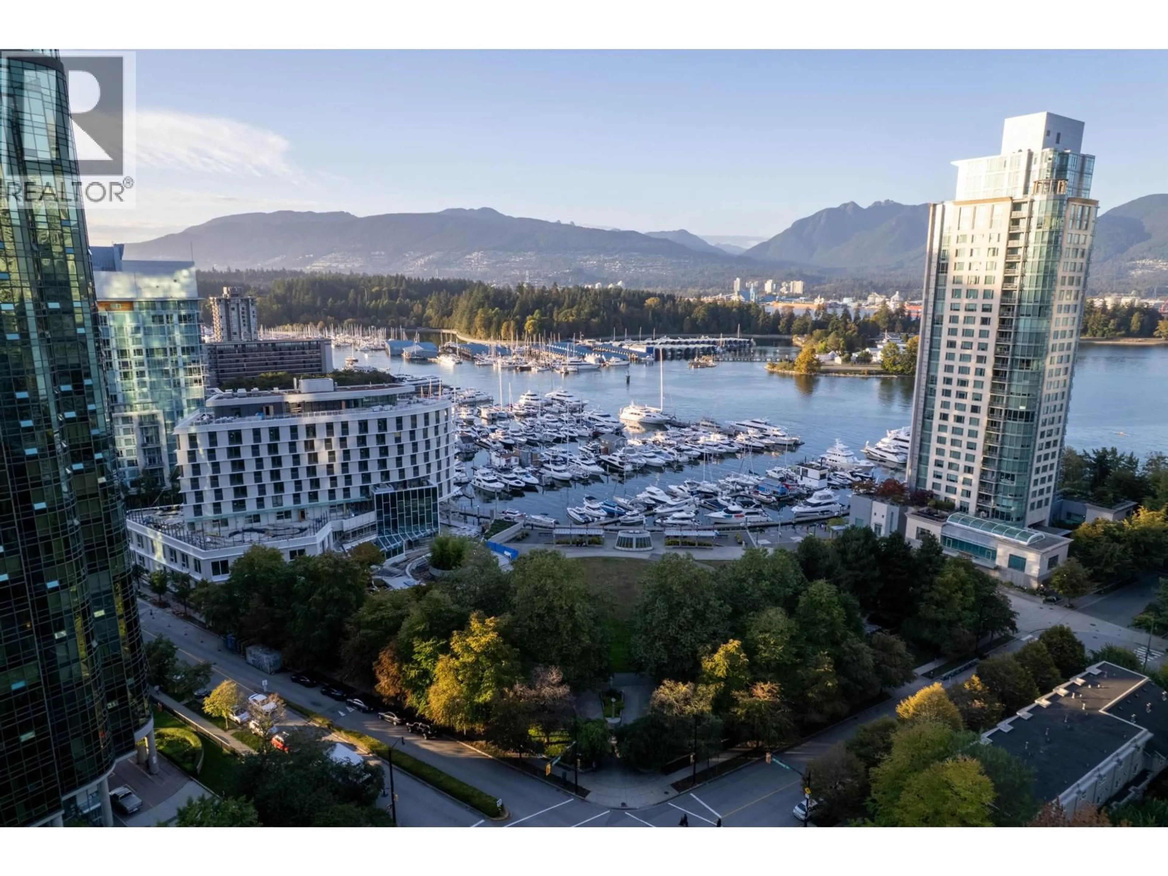 A pic from outside/outdoor area/front of a property/back of a property/a pic from drone, water/lake/river/ocean view for 2904 - 1238 MELVILLE STREET, Vancouver British Columbia V6E4N2