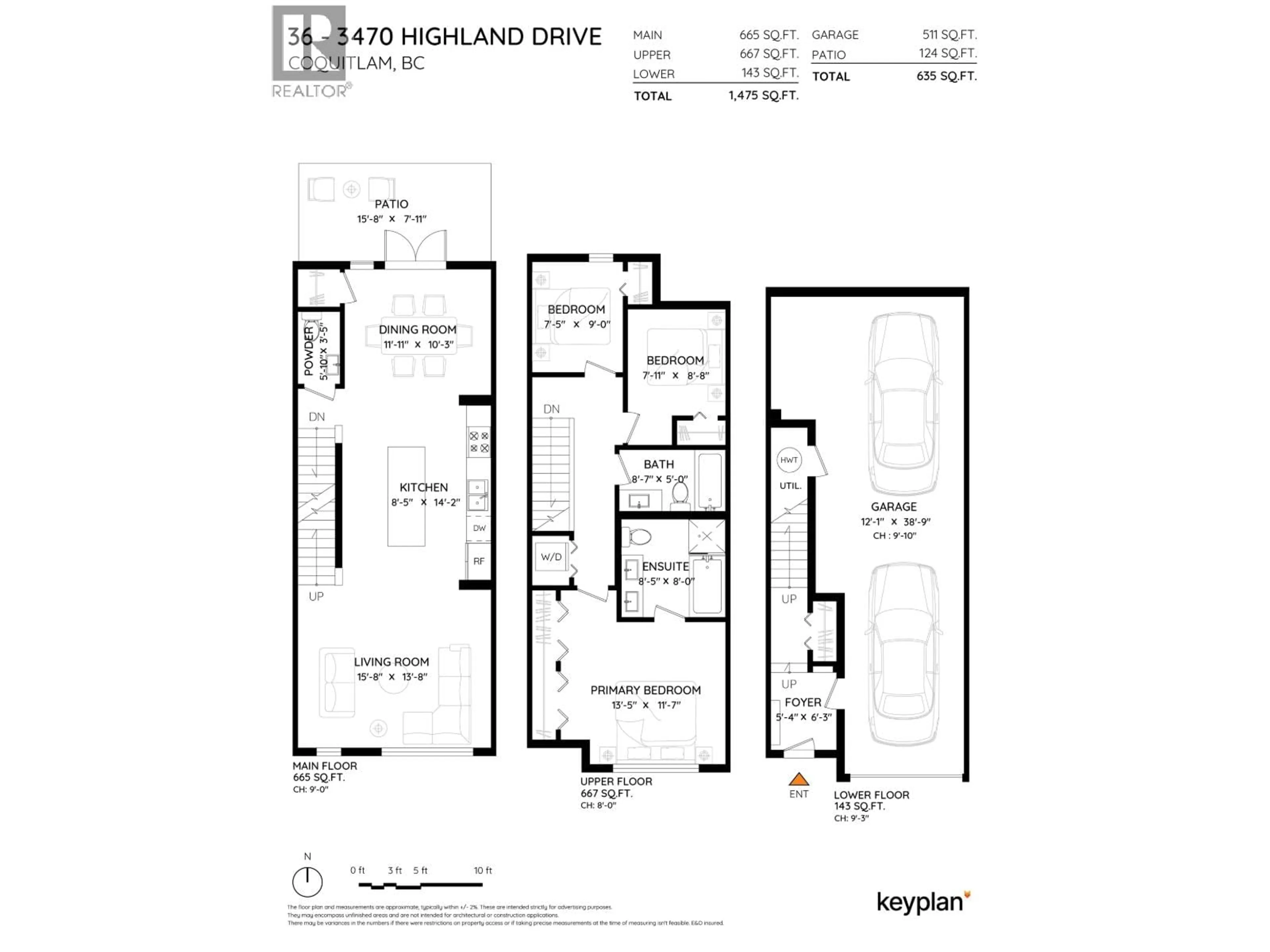 Floor plan for 36 - 3470 HIGHLAND DRIVE, Coquitlam British Columbia V3E0M1