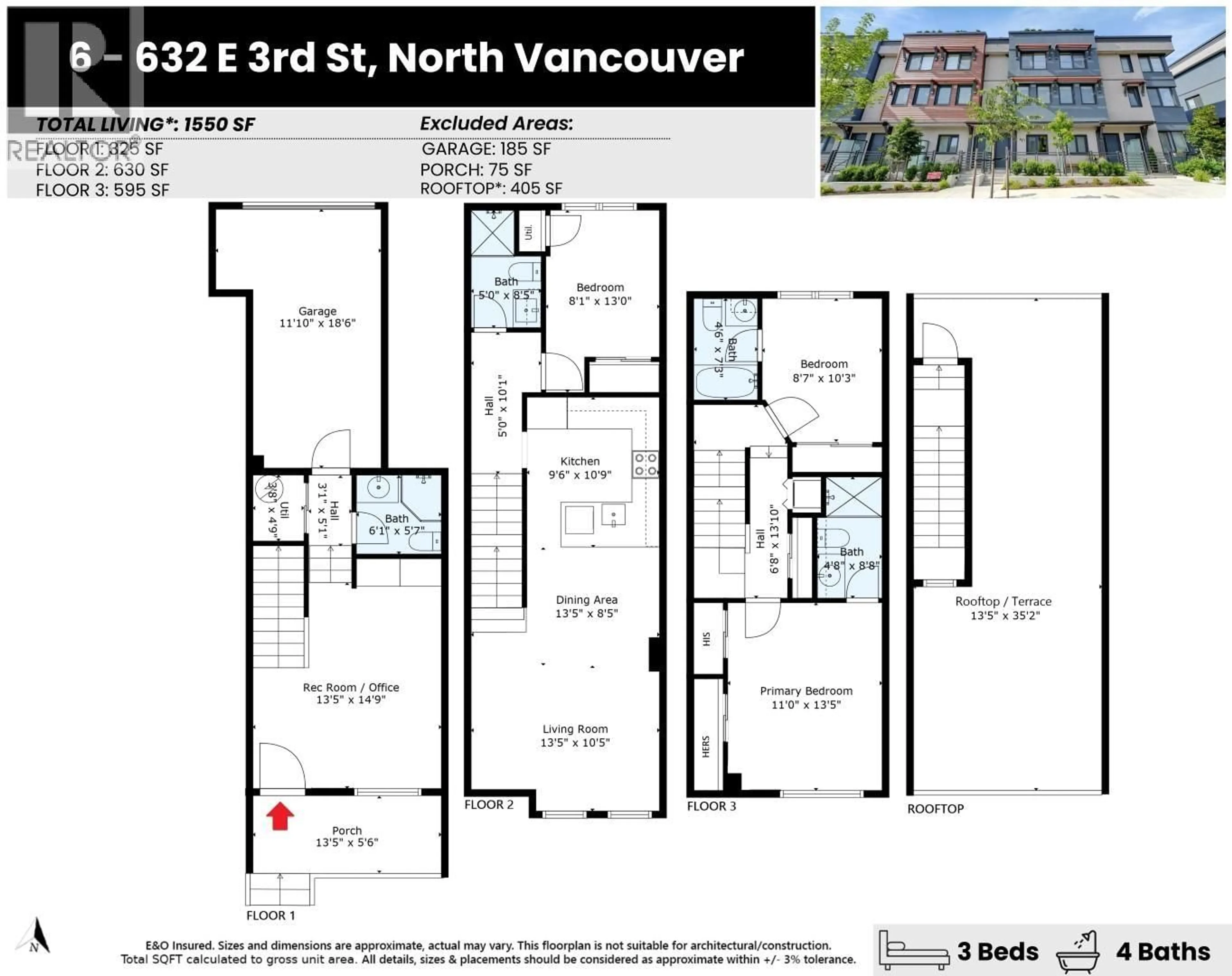Floor plan for 6 - 632 3RD STREET, North Vancouver British Columbia V7L0J1