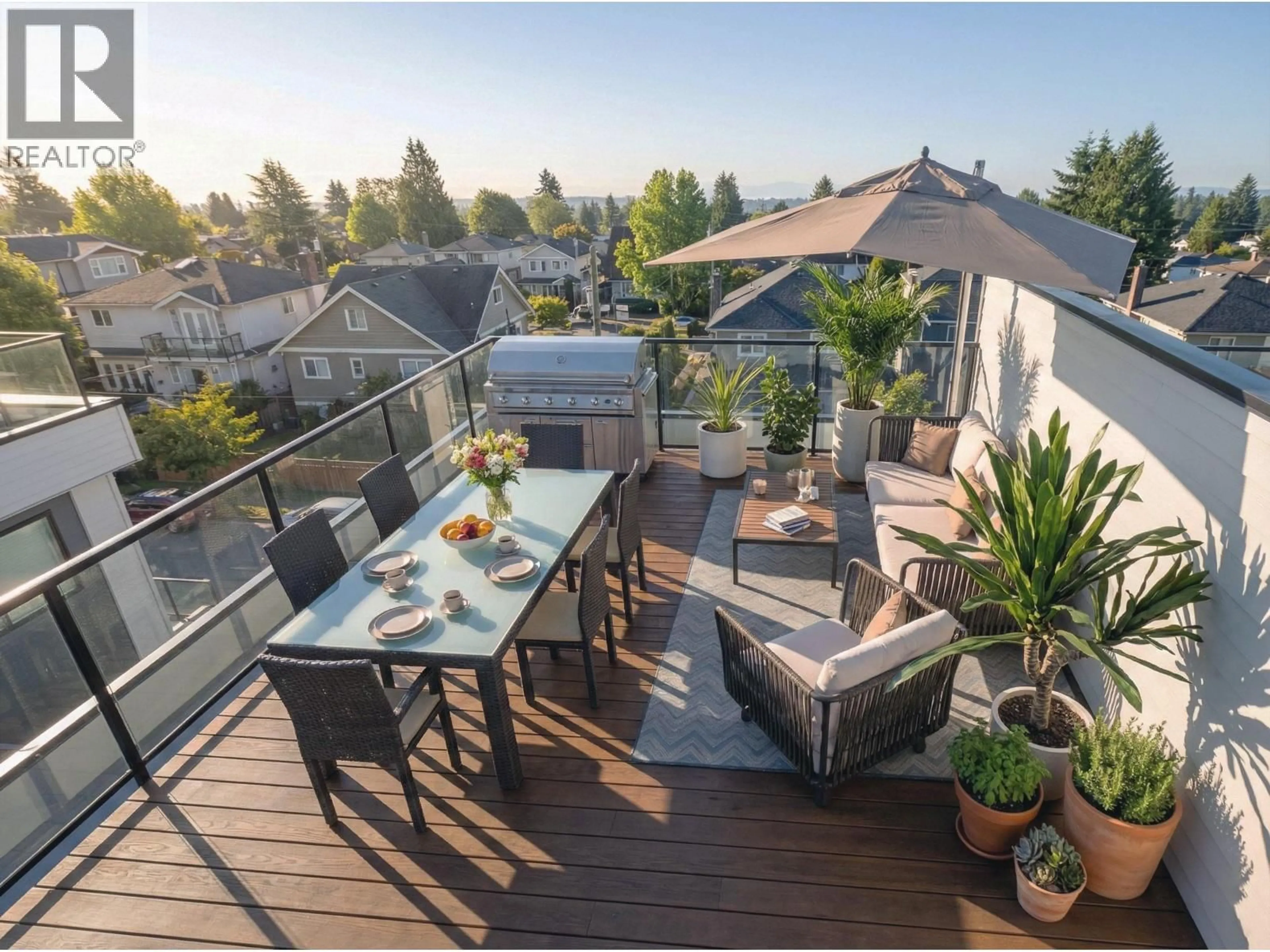 Patio, city buildings view from balcony for 1 - 2240 39TH AVENUE, Vancouver British Columbia V5P1H8