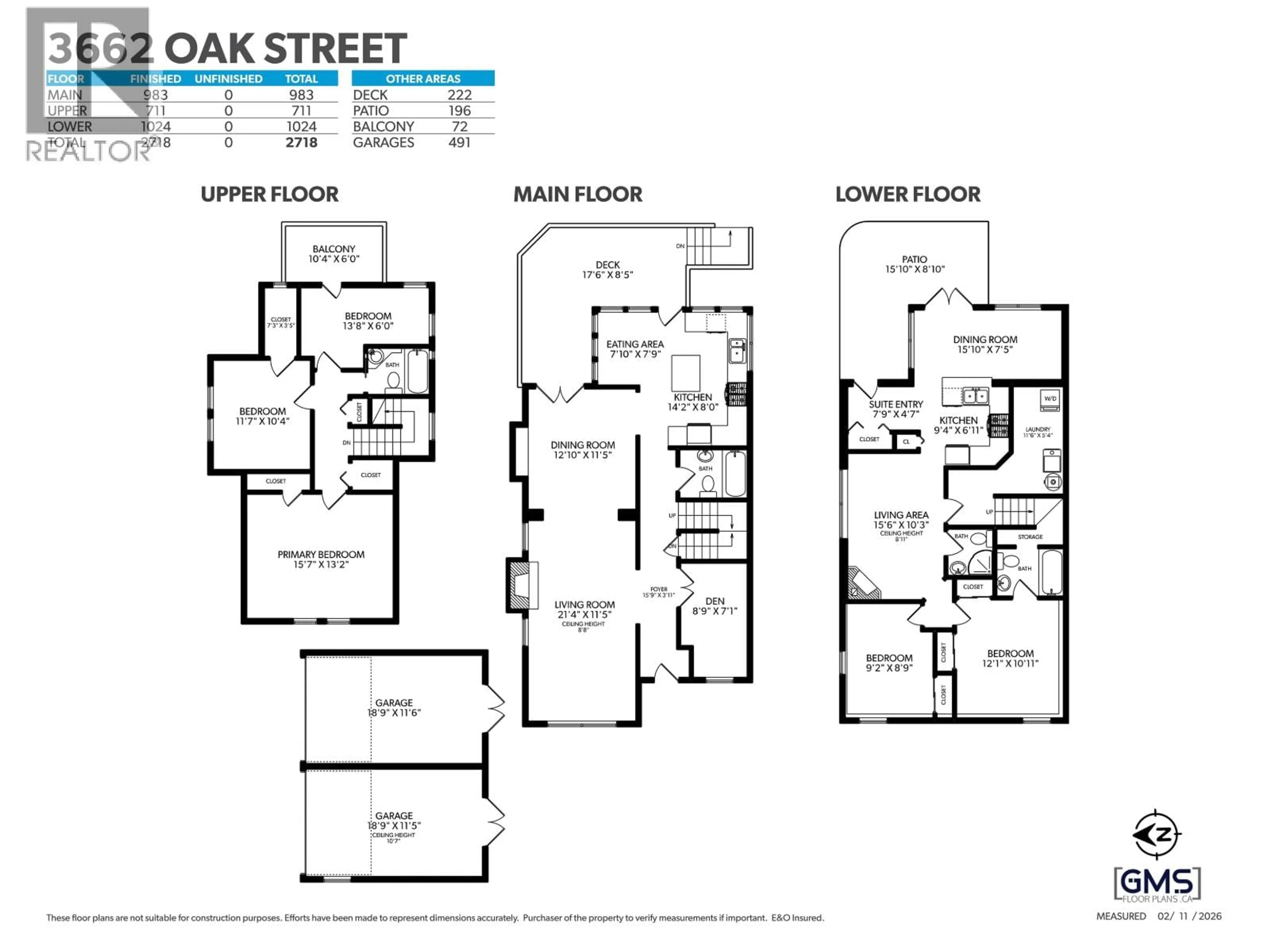 Floor plan for 3662 OAK STREET, Vancouver British Columbia V6H2M2