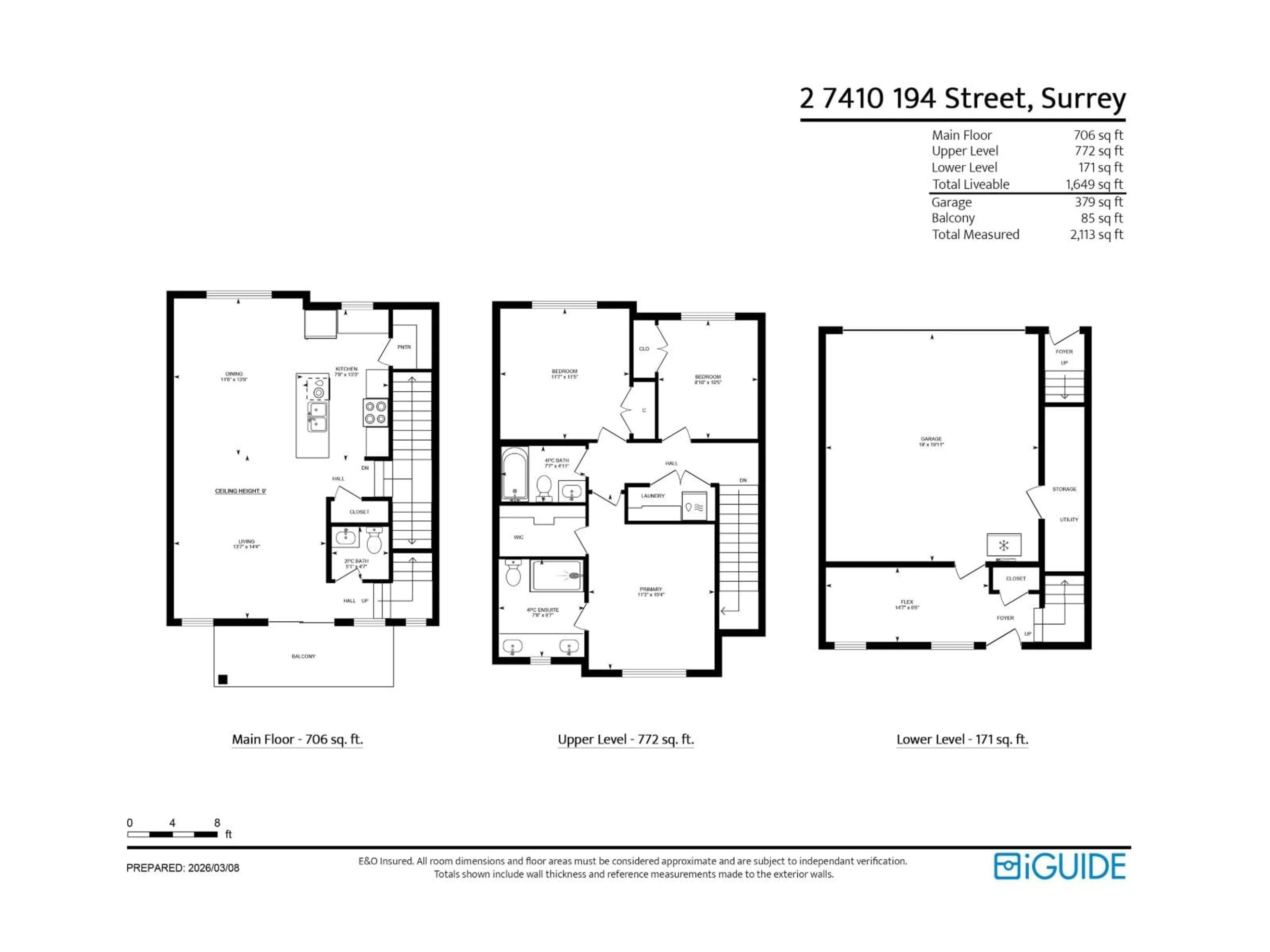 Floor plan for 2 - 7410 194 STREET, Surrey British Columbia V4N6E1