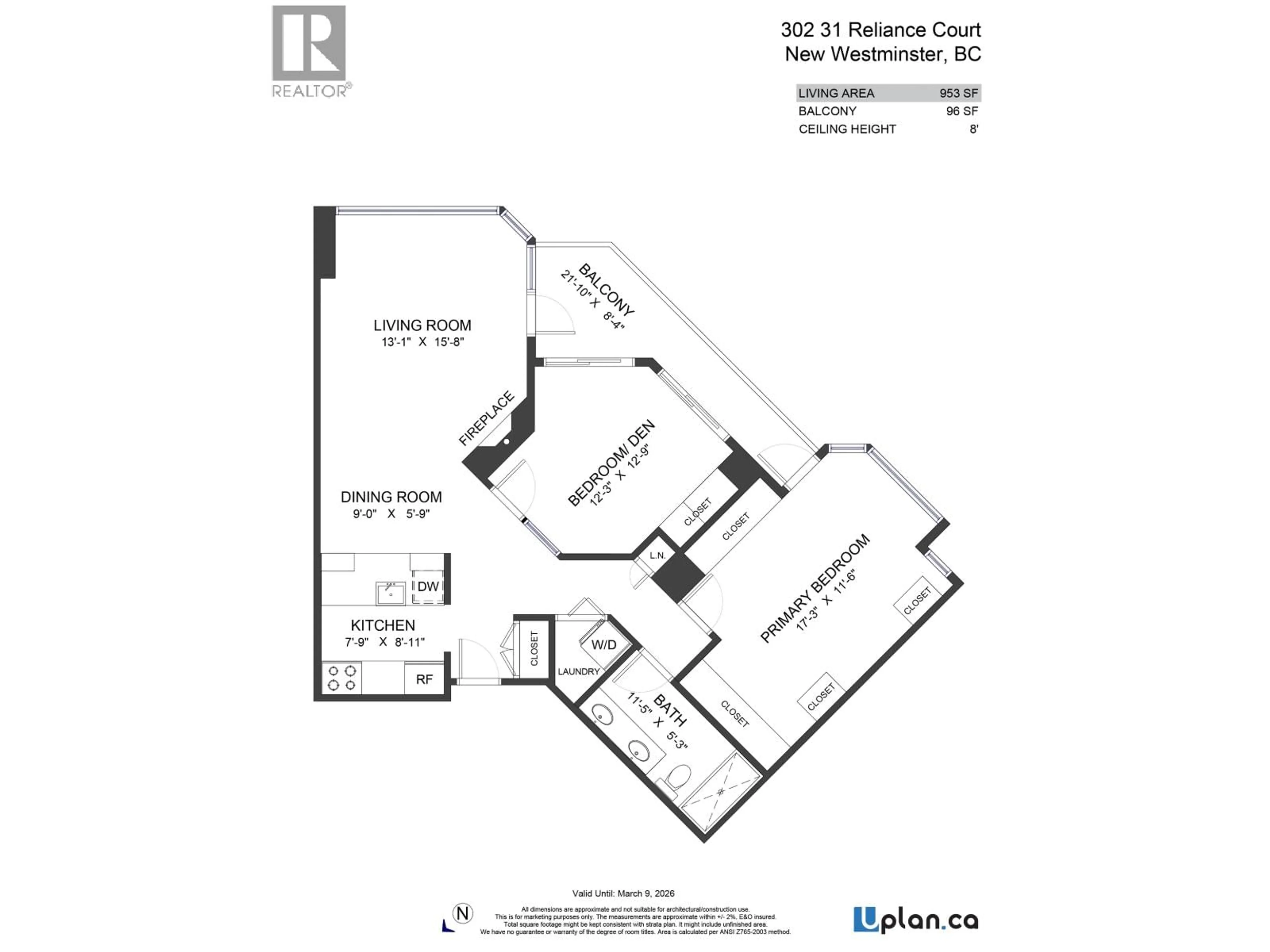 Floor plan for 302 - 31 RELIANCE COURT, New Westminster British Columbia V3M6C6