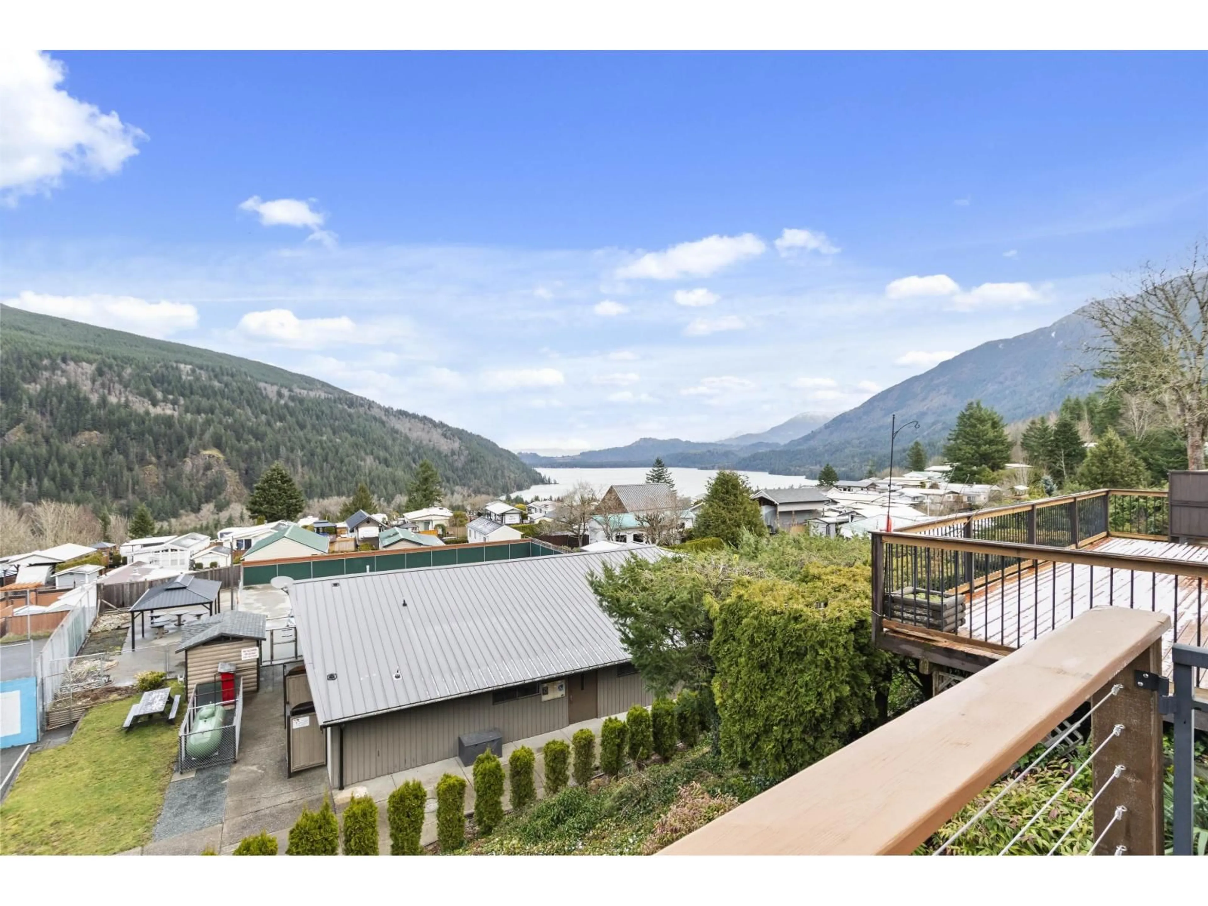 A pic from outside/outdoor area/front of a property/back of a property/a pic from drone, mountain view for 141 - 1436 FROST ROAD, Chilliwack British Columbia V2R4X8
