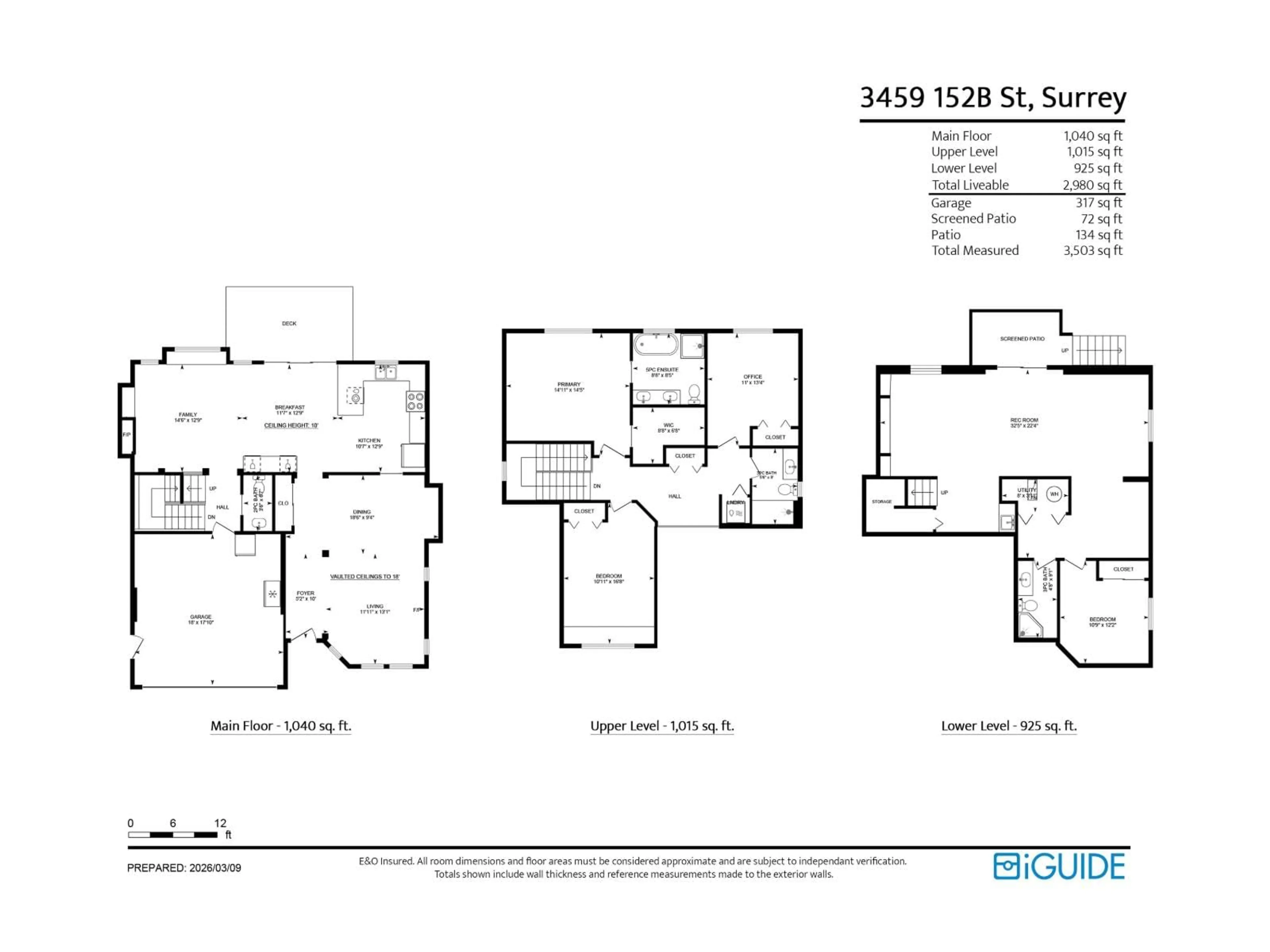 Floor plan for 3459 152B STREET, Surrey British Columbia V3S0M5