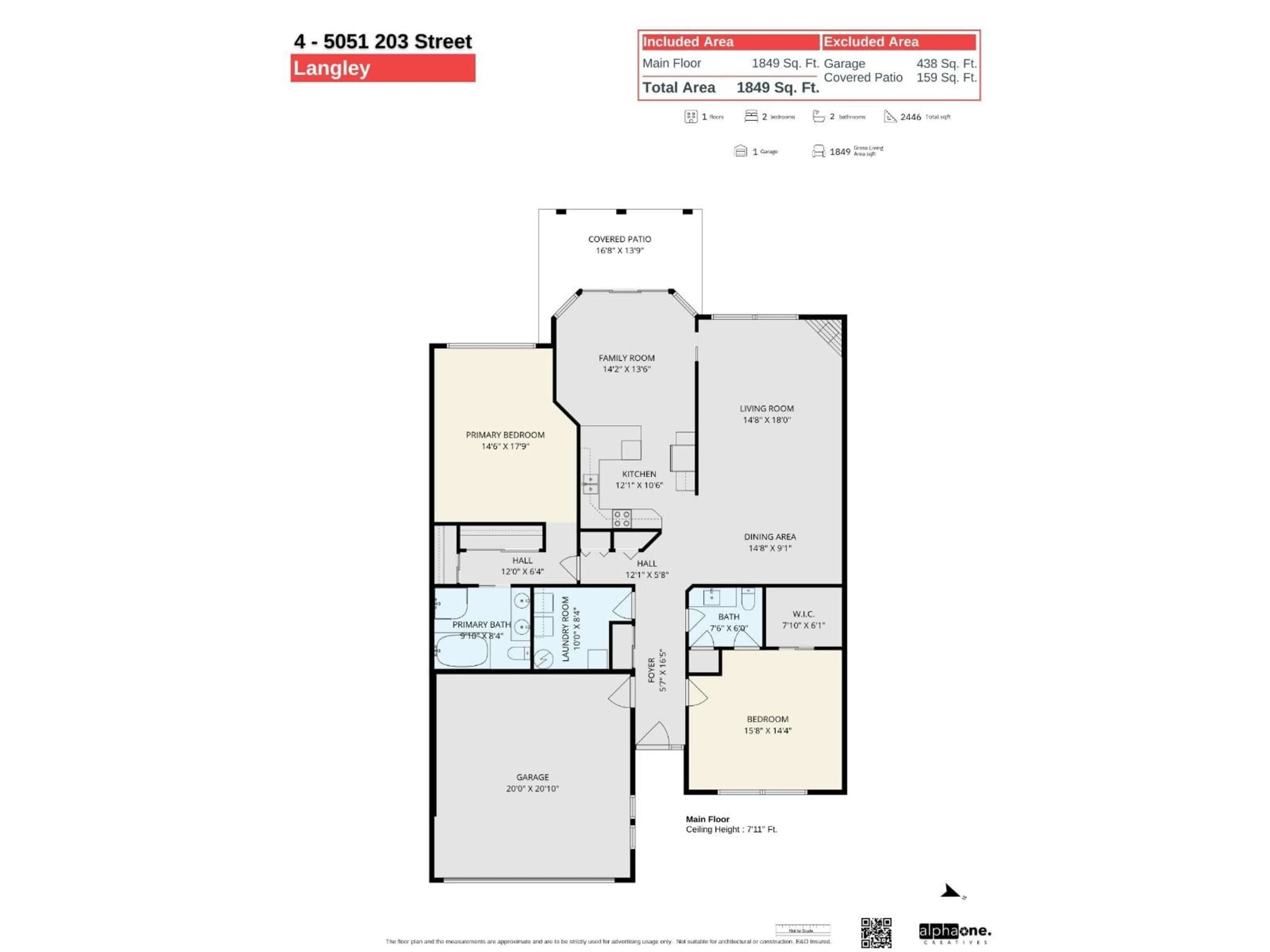 Floor plan for 4 - 5051 203 STREET, Langley British Columbia V3A1V5