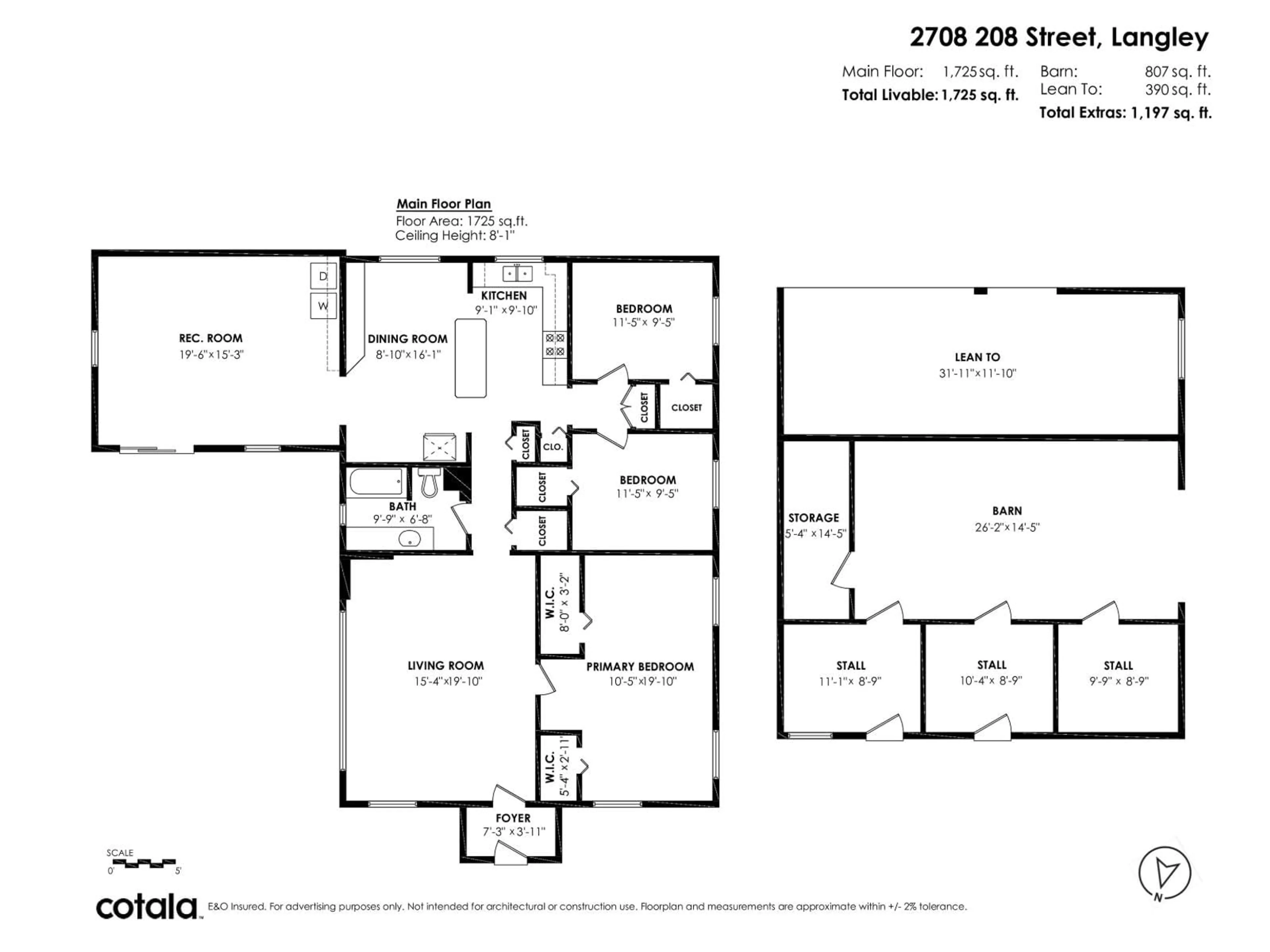 Floor plan for 2708 208 STREET, Langley British Columbia V2Z2B1