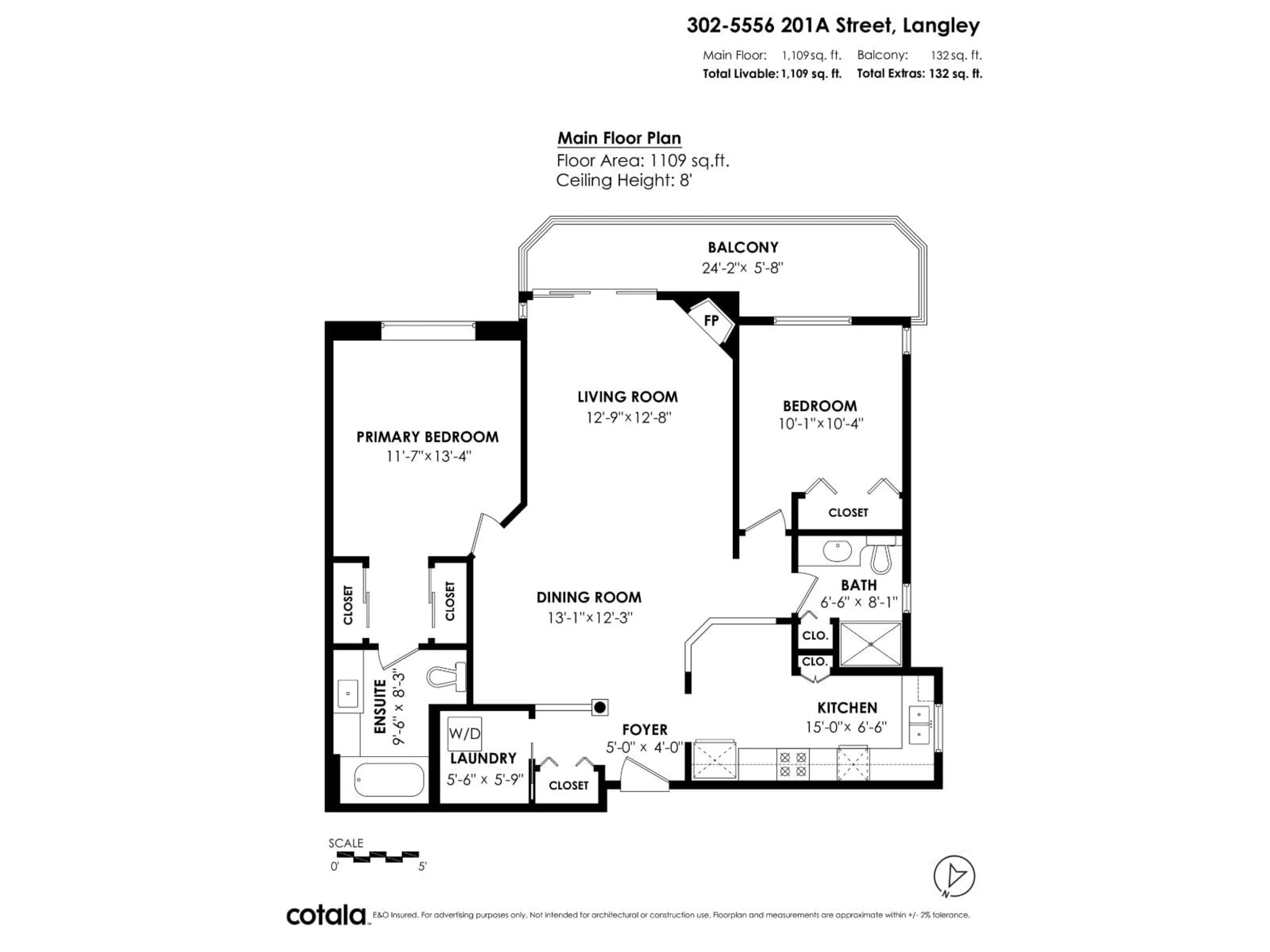 Floor plan for 302 - 5556 201A STREET, Langley British Columbia V3A8K5