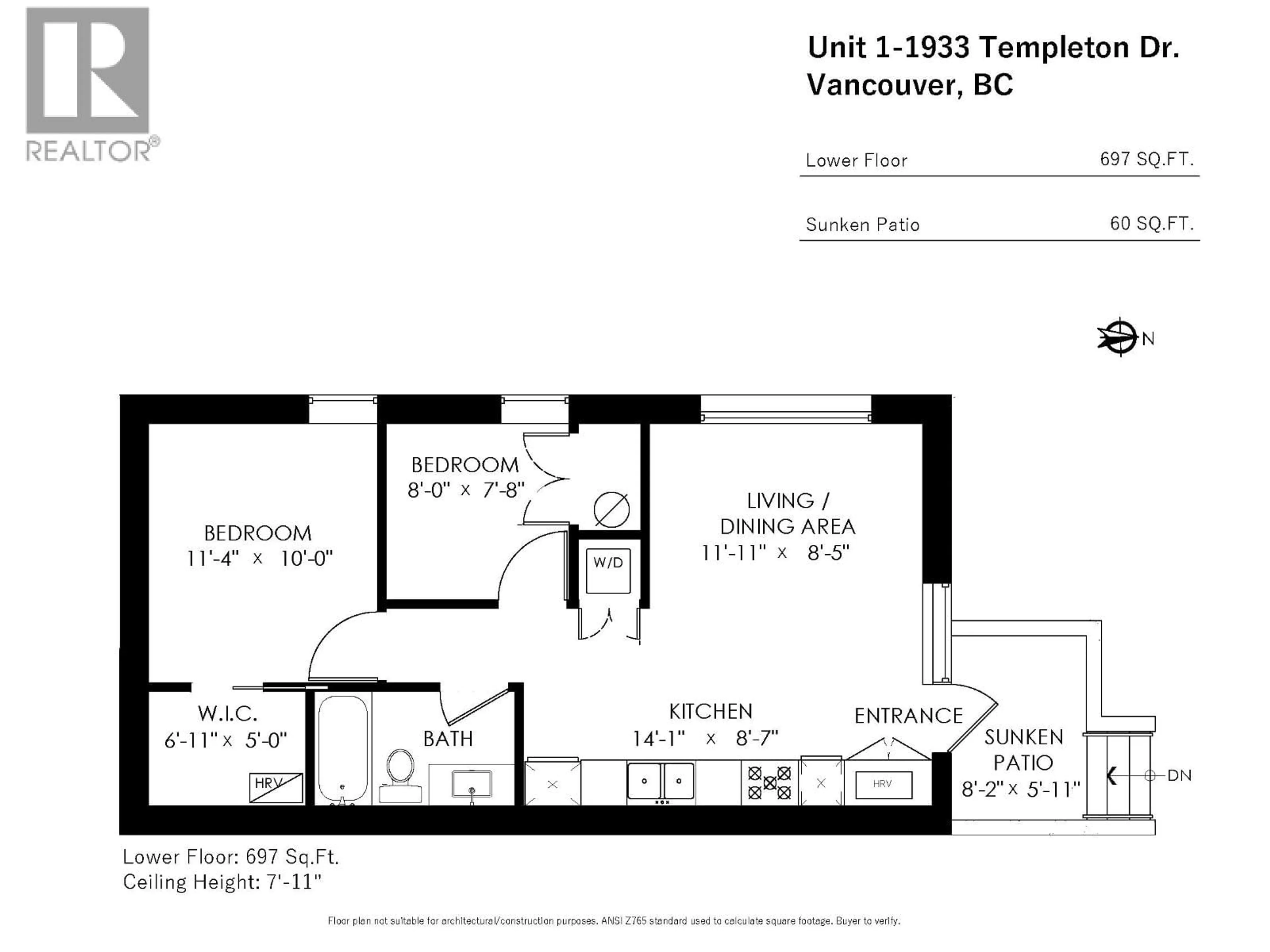 Floor plan for 1 - 1933 TEMPLETON DRIVE, Vancouver British Columbia V5N4V9