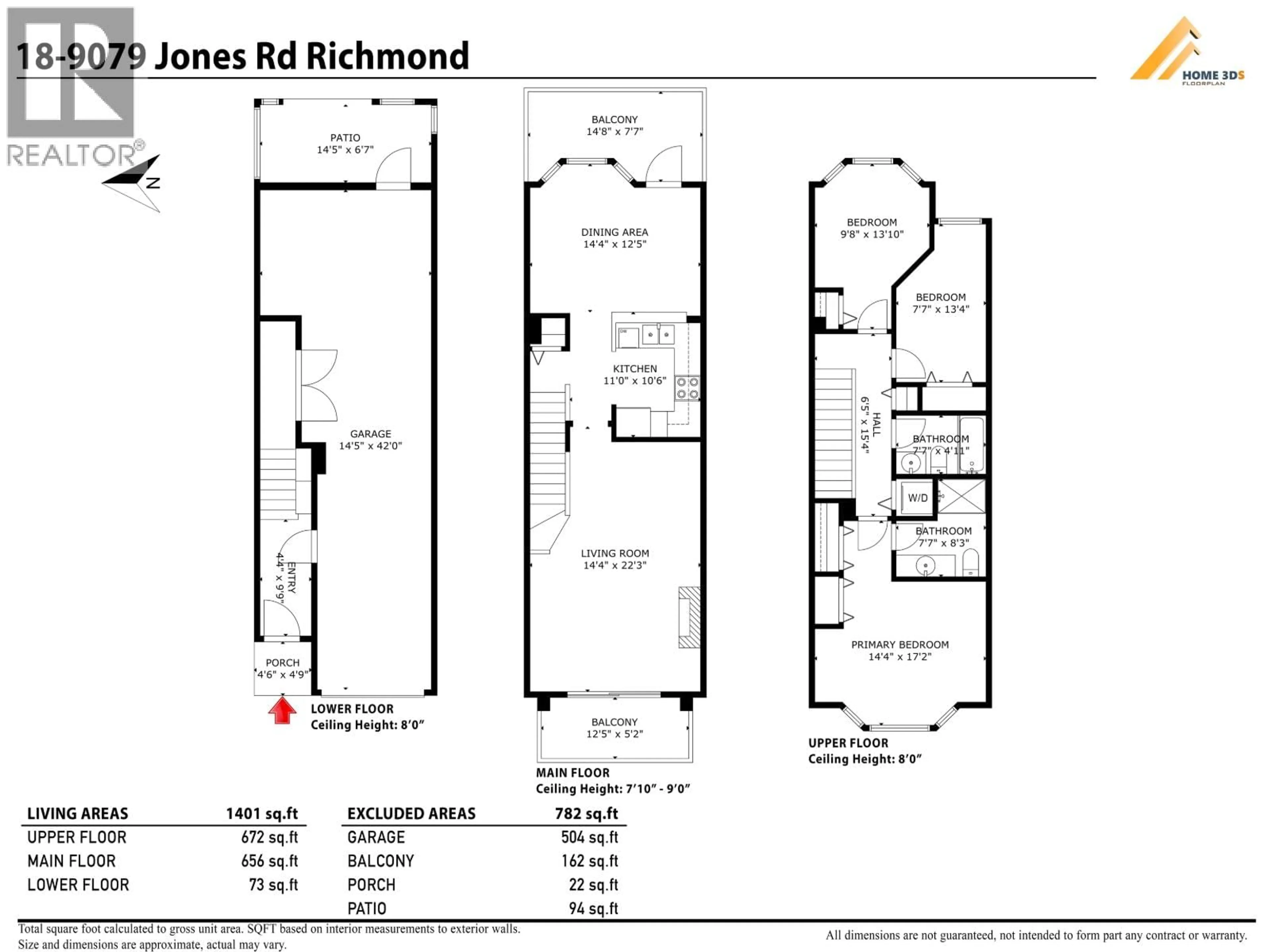 Floor plan for 18 - 9079 JONES ROAD, Richmond British Columbia V6Y4G9