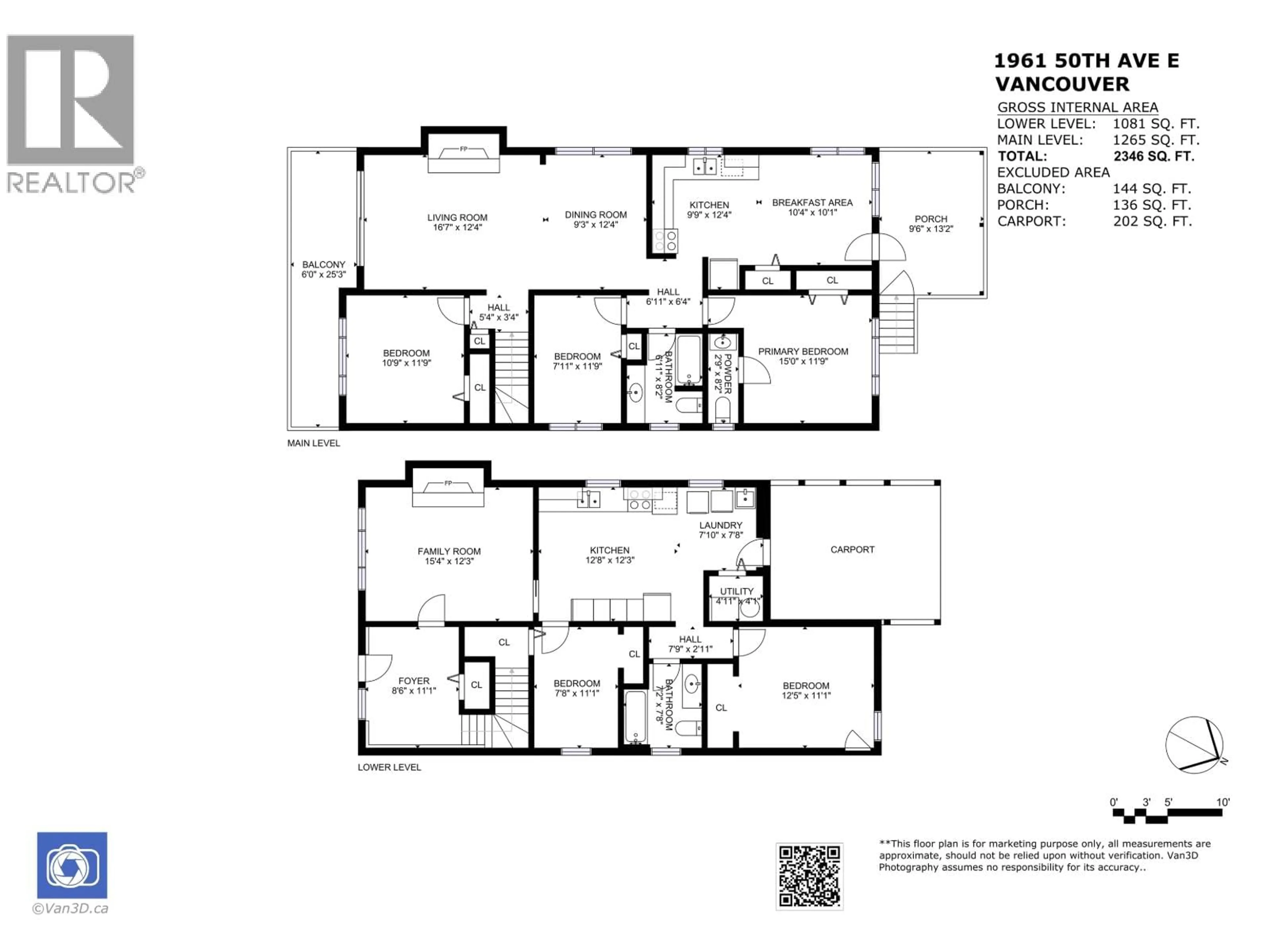 Floor plan for 1961 50TH AVENUE, Vancouver British Columbia V5P1V1
