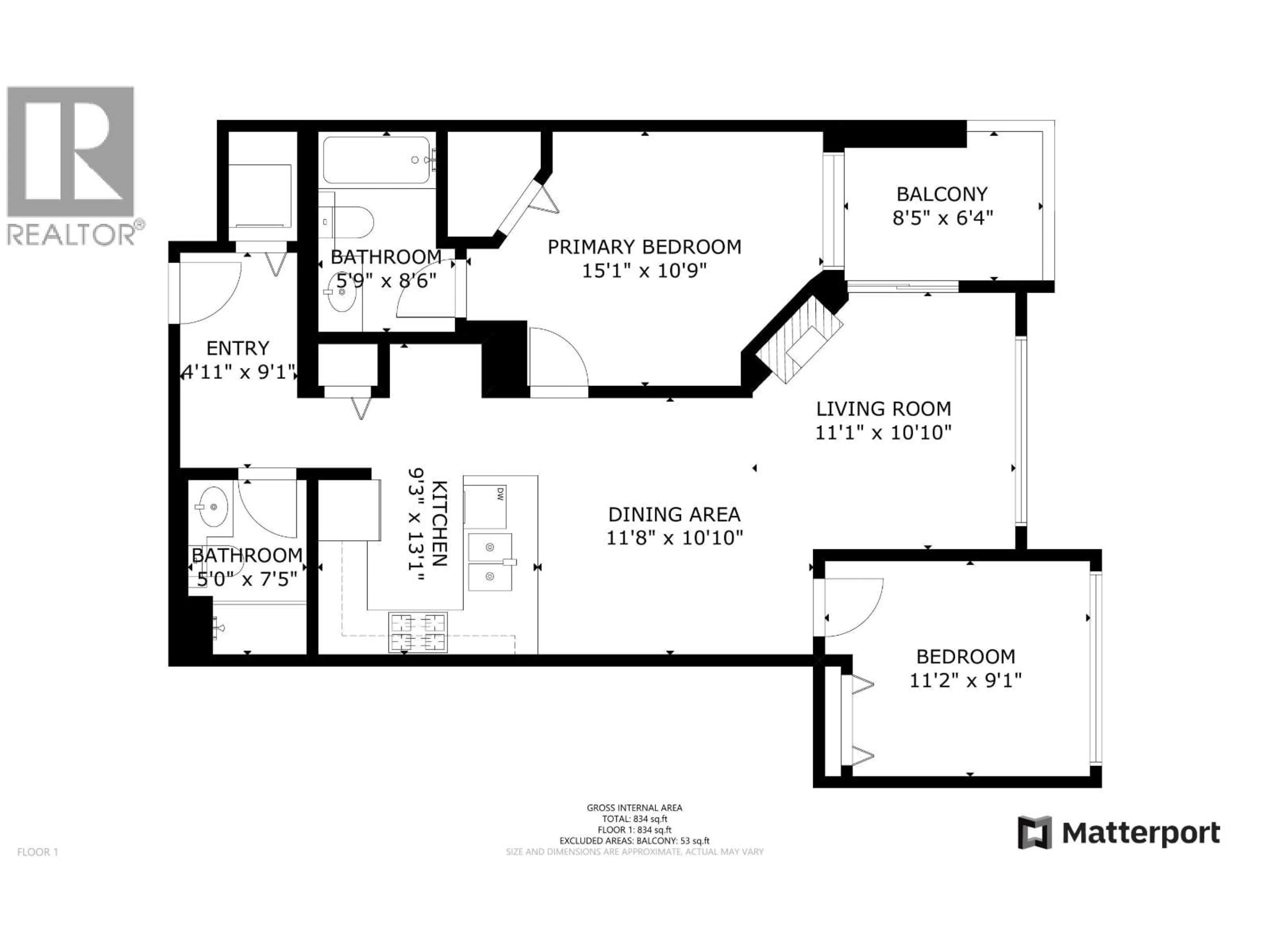 Floor plan for 308 - 4888 BRENTWOOD DRIVE, Burnaby British Columbia V5C0C6