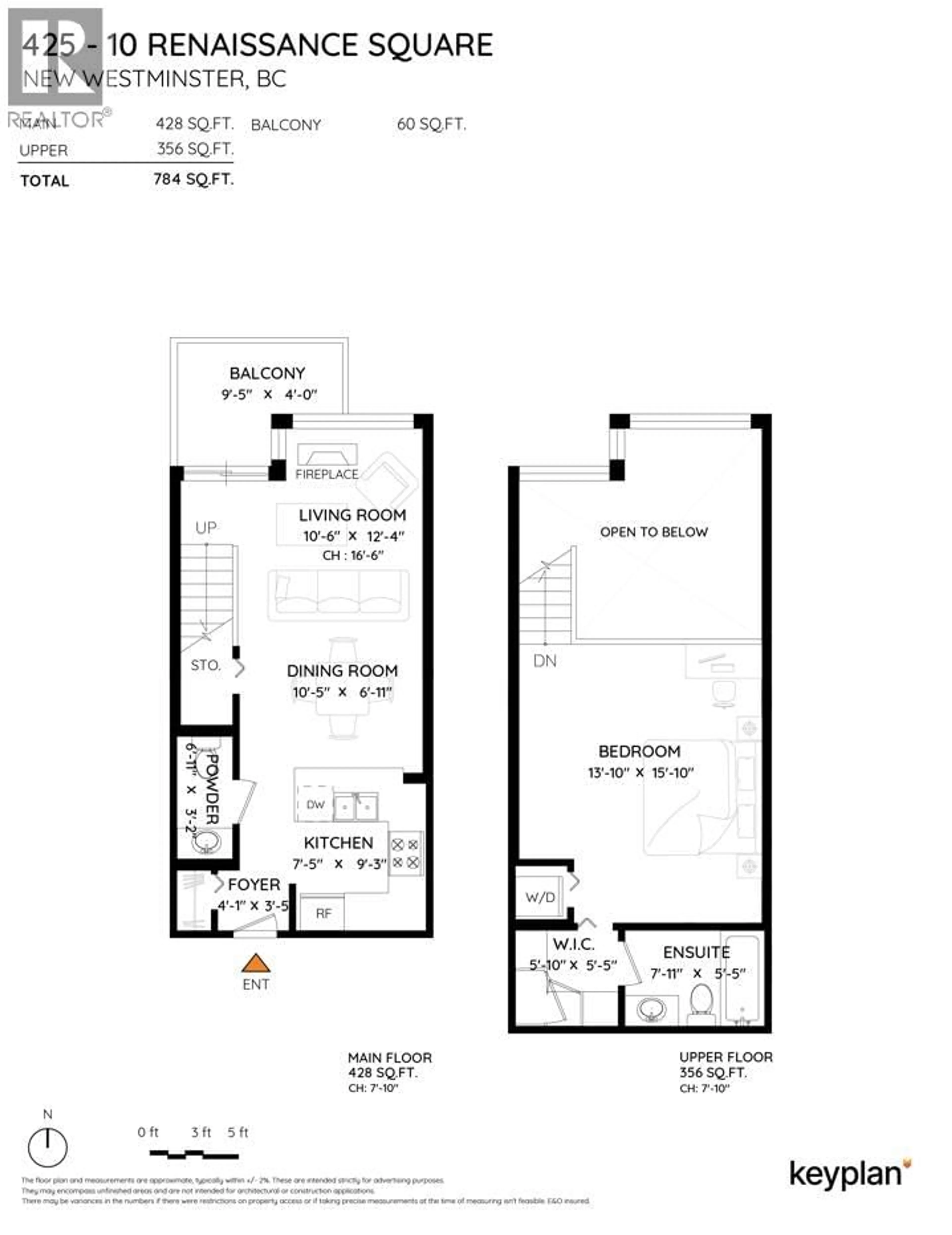 Floor plan for 425 - 10 RENAISSANCE SQUARE, New Westminster British Columbia V3M7B1