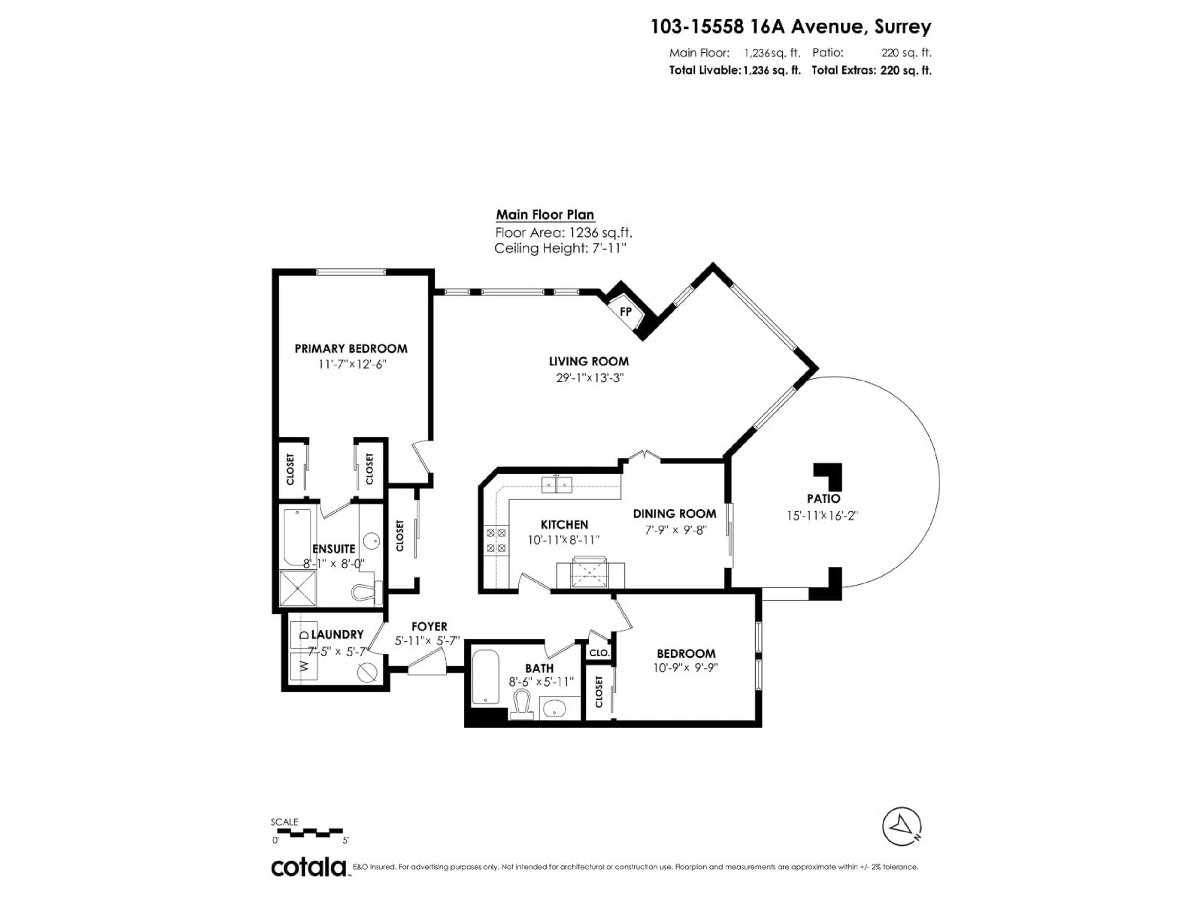 Floor plan for 103 - 15558 16A AVENUE, Surrey British Columbia V4A1T3
