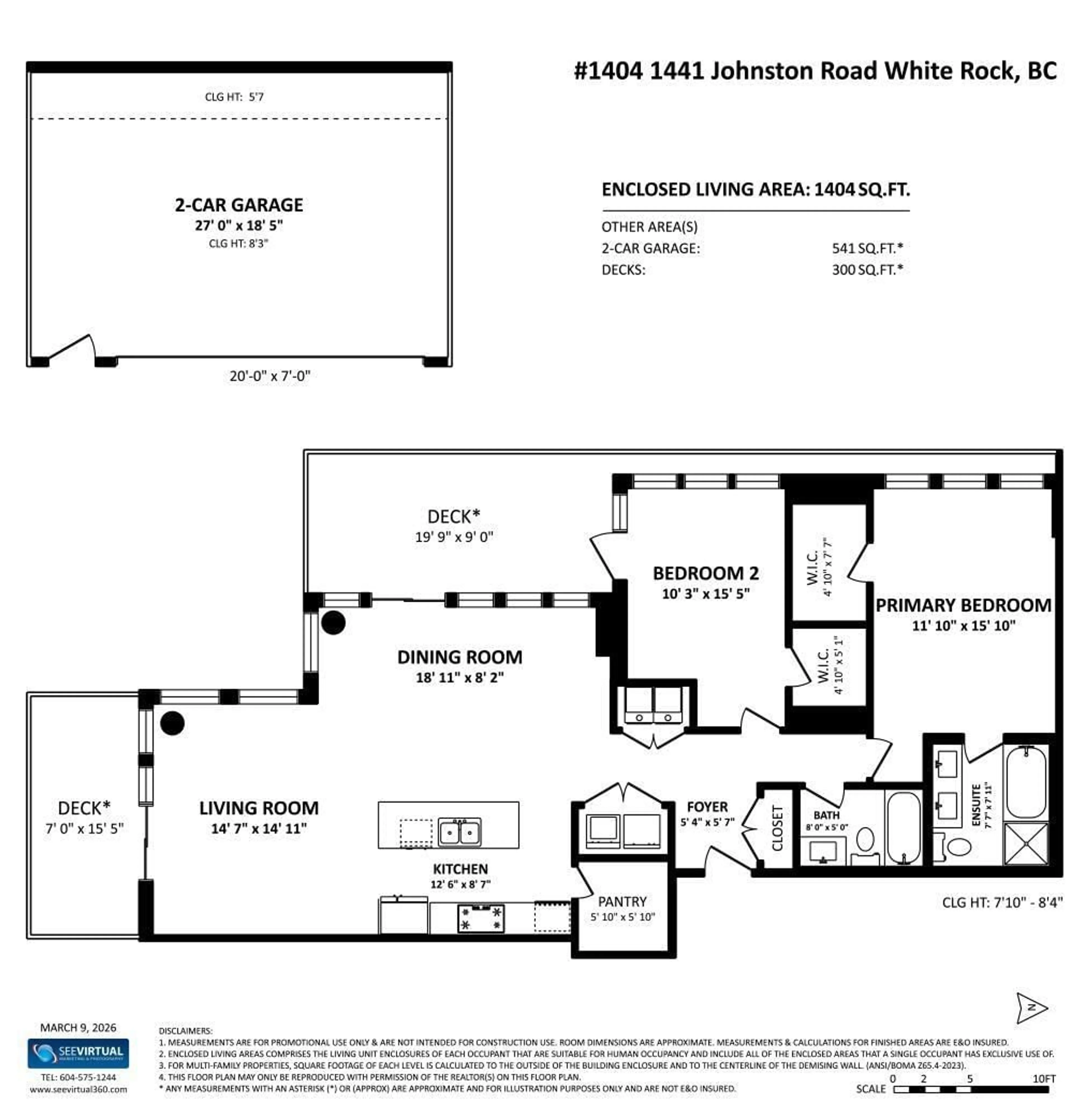 Floor plan for 1404 - 1441 JOHNSTON ROAD, White Rock British Columbia V4B3Z4