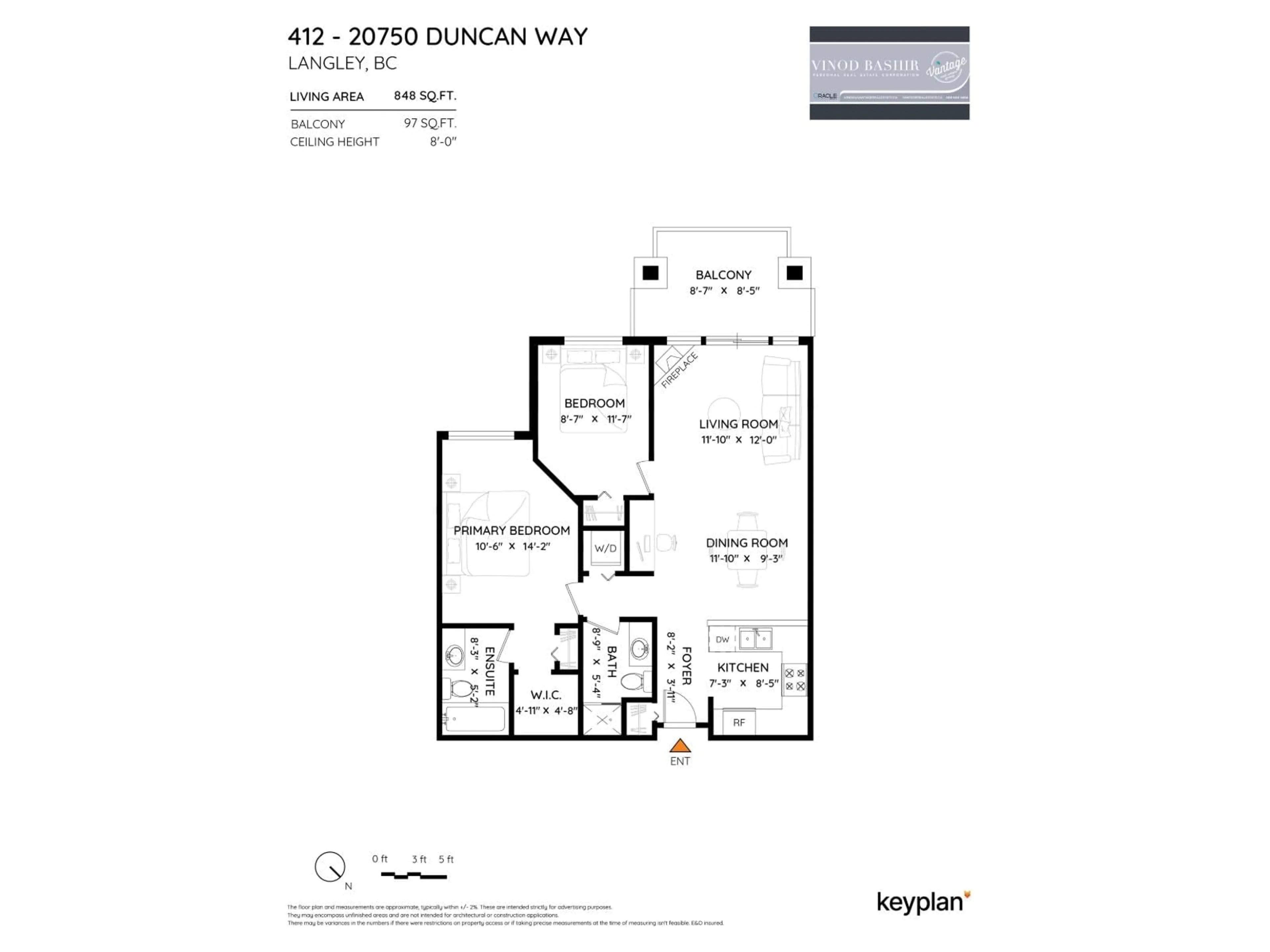 Floor plan for 412 - 20750 DUNCAN WAY, Langley British Columbia V3A9J6