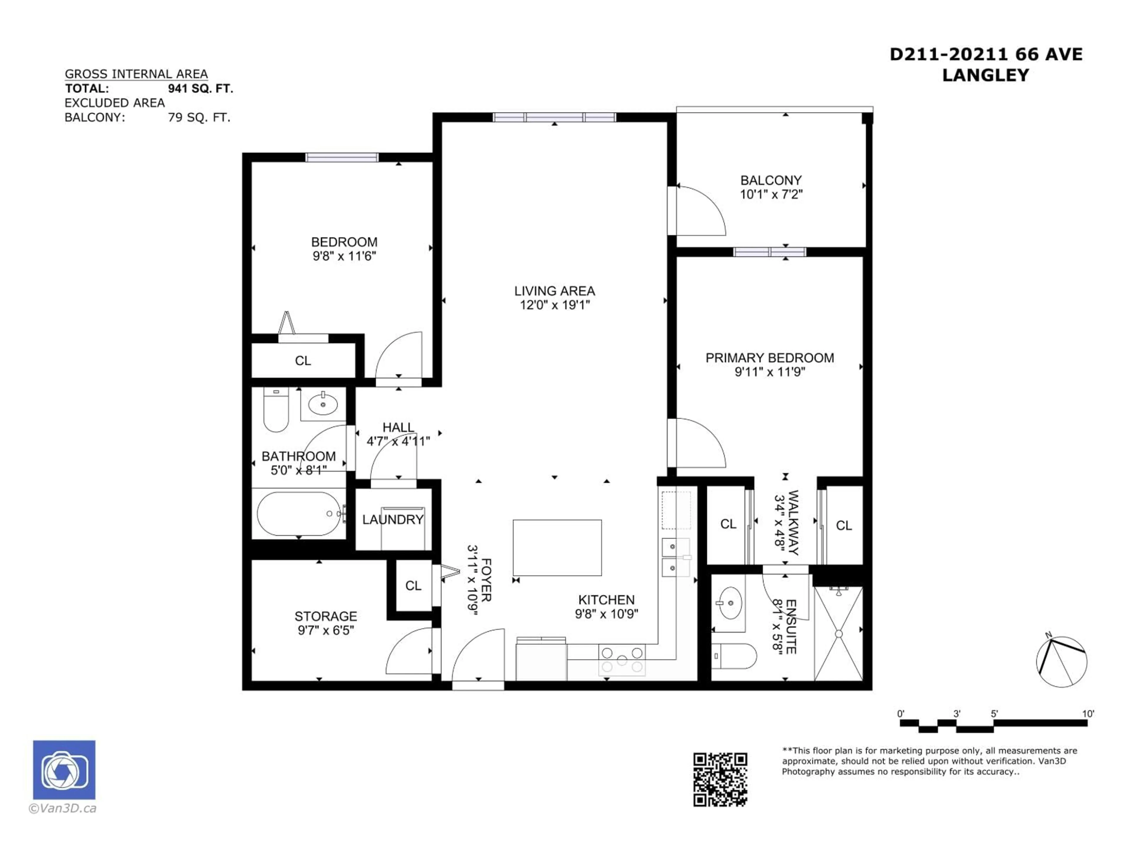 Floor plan for D211 - 20211 66 AVENUE, Langley British Columbia V2Y0L4