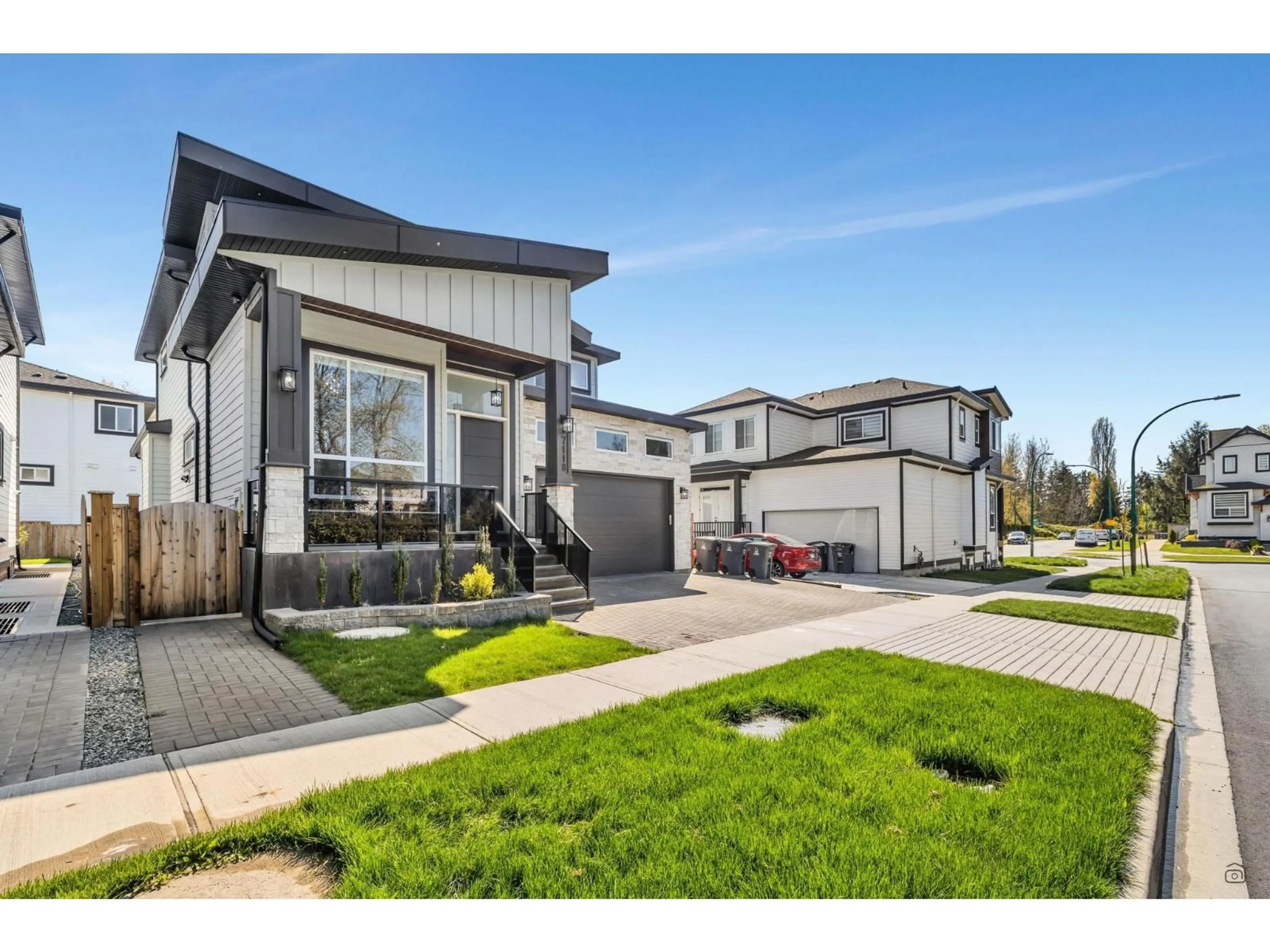 Home with vinyl exterior material, street for 7118 FISHER DRIVE, Surrey British Columbia V4N1N2