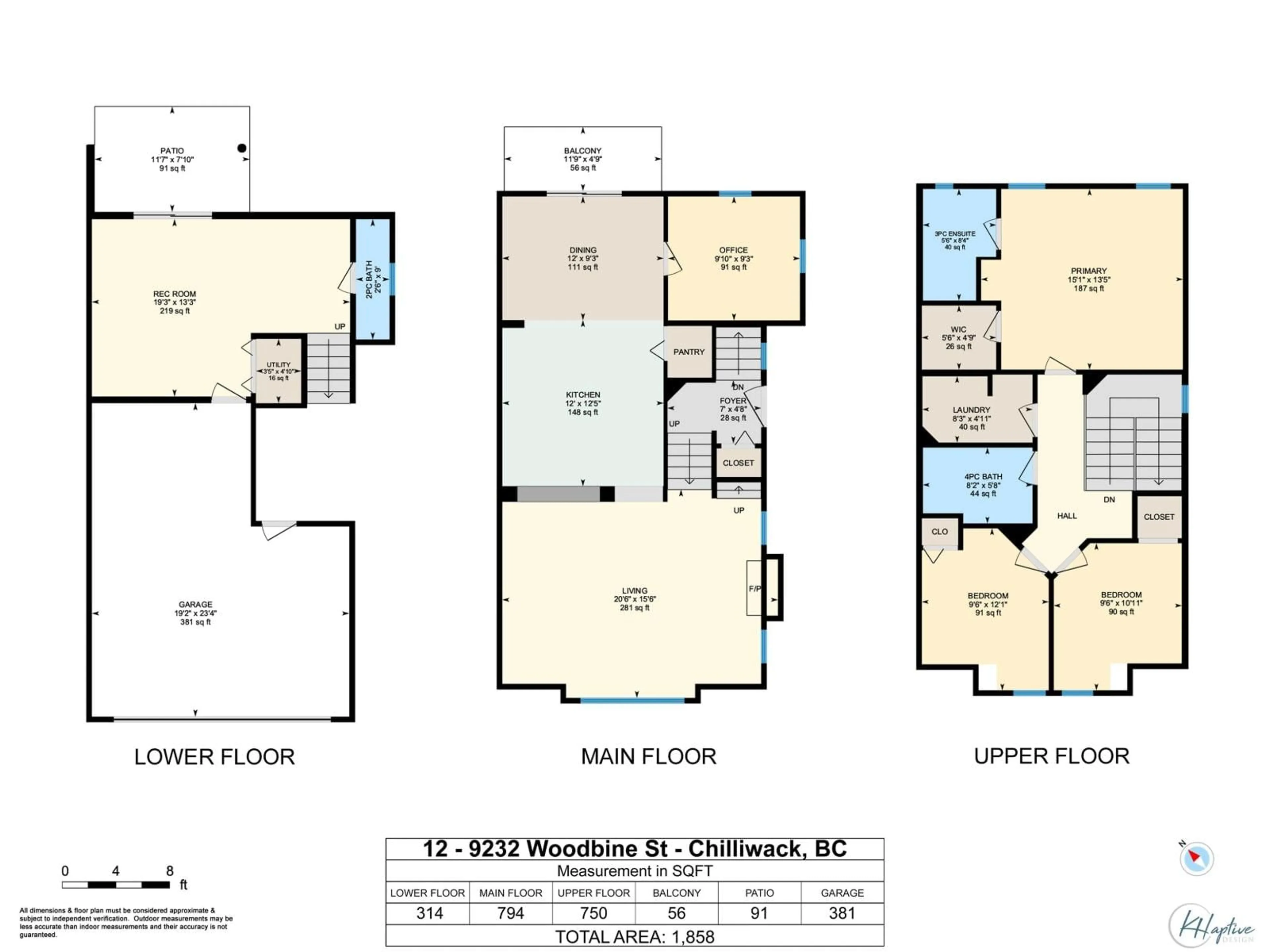 Floor plan for 12 - 9232 WOODBINE STREET, Chilliwack British Columbia V2P5S8