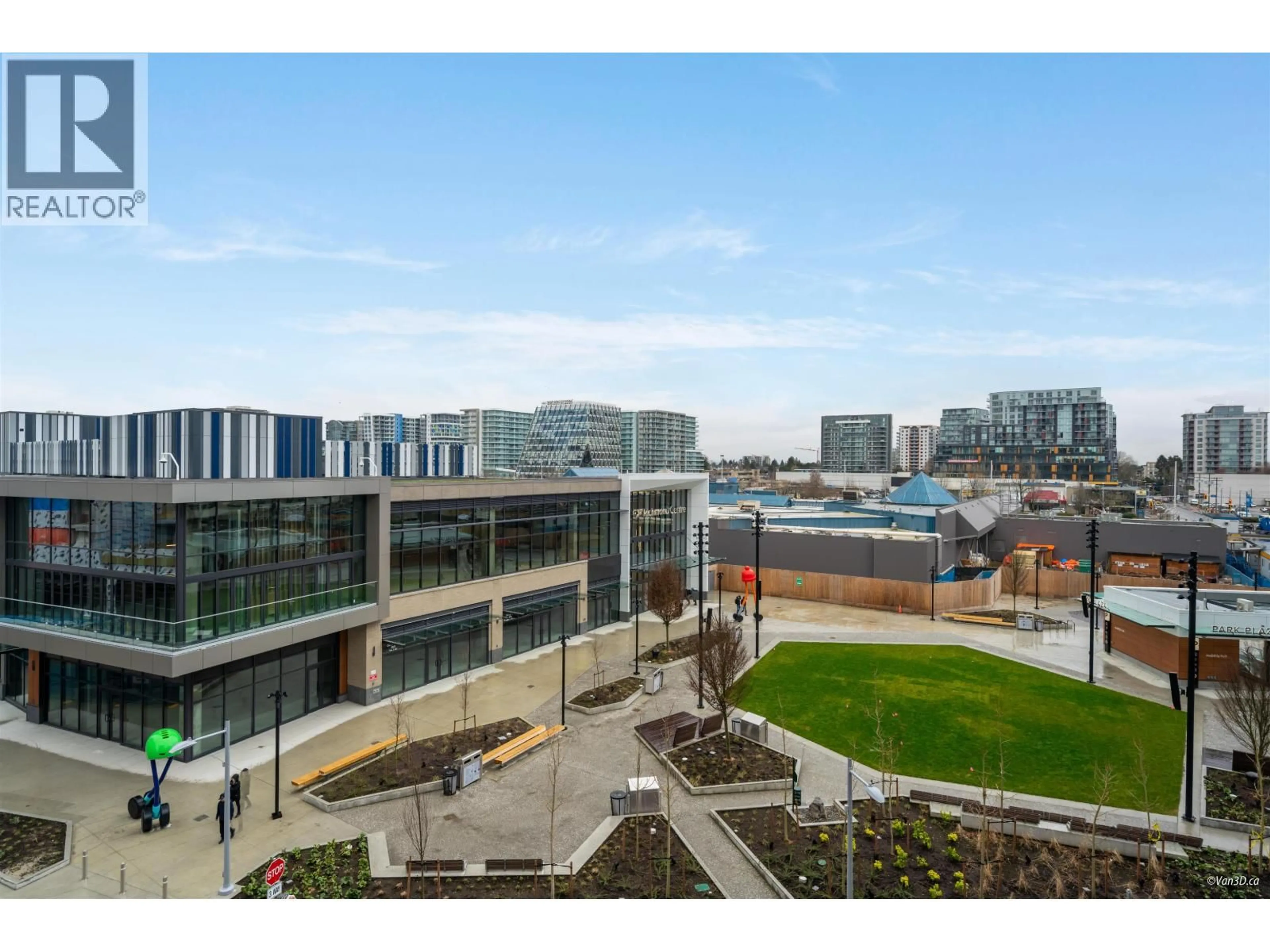 A pic from outside/outdoor area/front of a property/back of a property/a pic from drone, city buildings view from balcony for 415 - 6788 MINORU BOULEVARD, Richmond British Columbia V6Y0M6