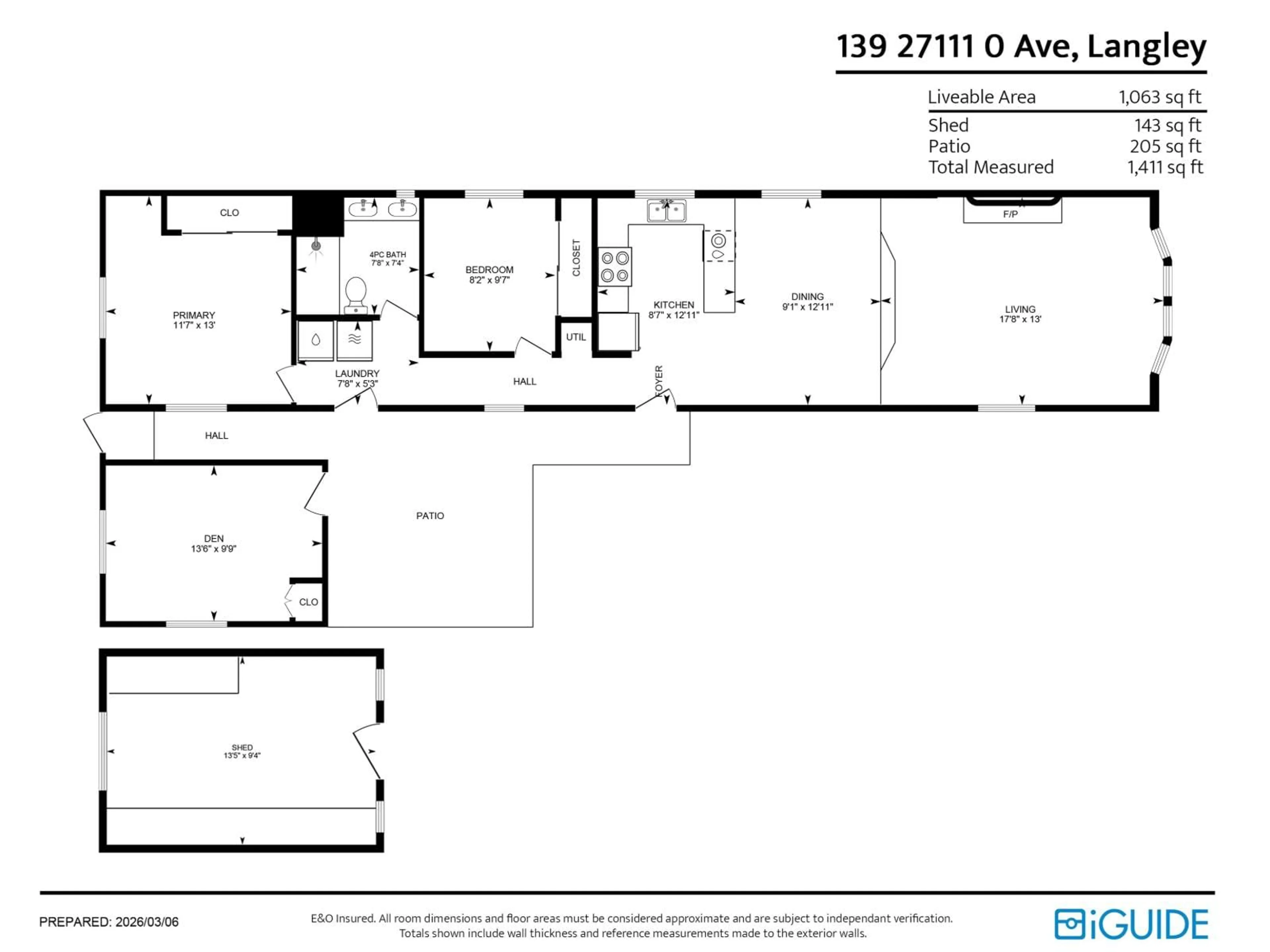 Floor plan for 139 - 27111 0 AVENUE, Langley British Columbia V4W2T3