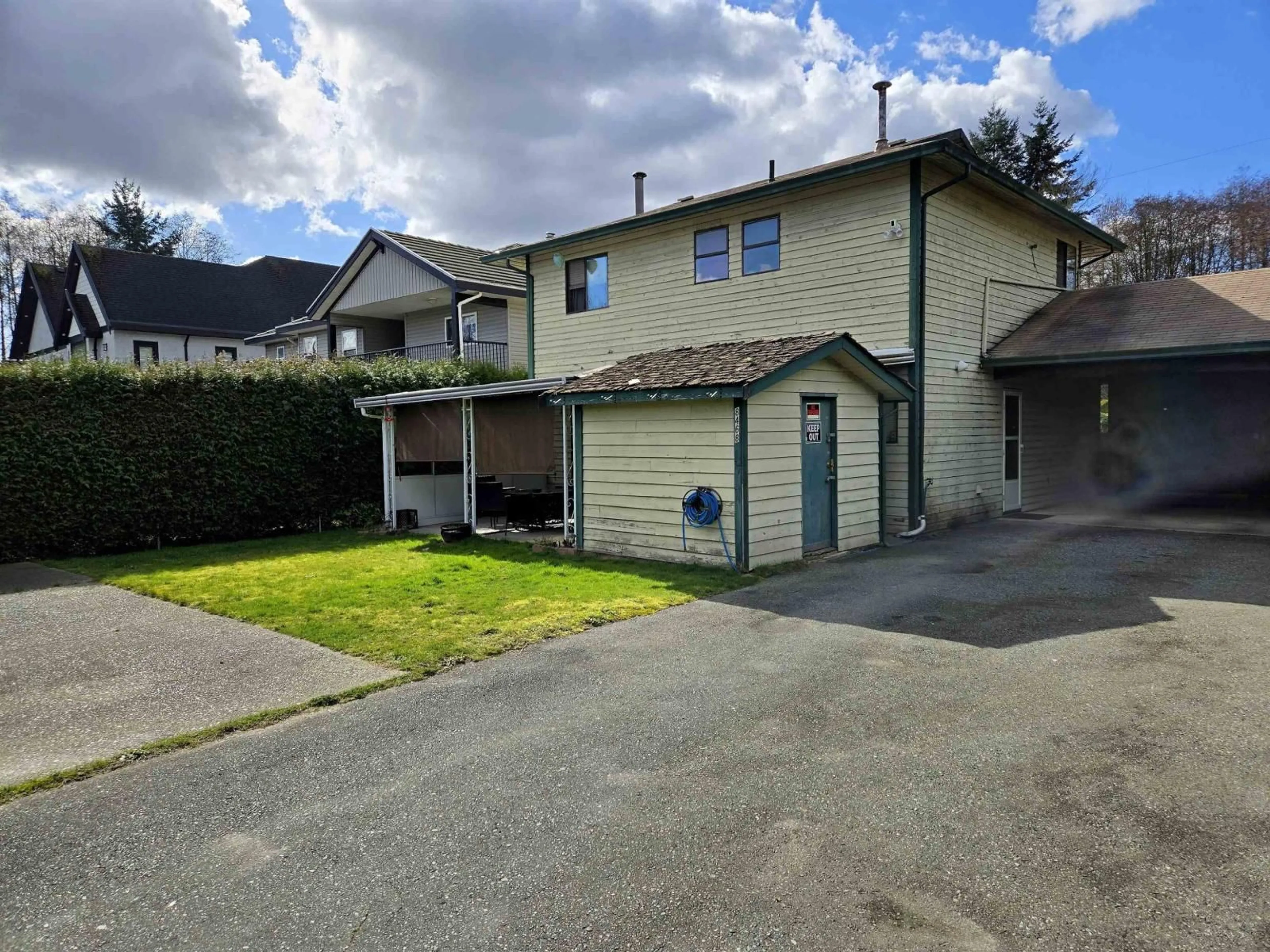 A pic from outside/outdoor area/front of a property/back of a property/a pic from drone, street for 8468 144TH STREET, Surrey British Columbia V3W5T7