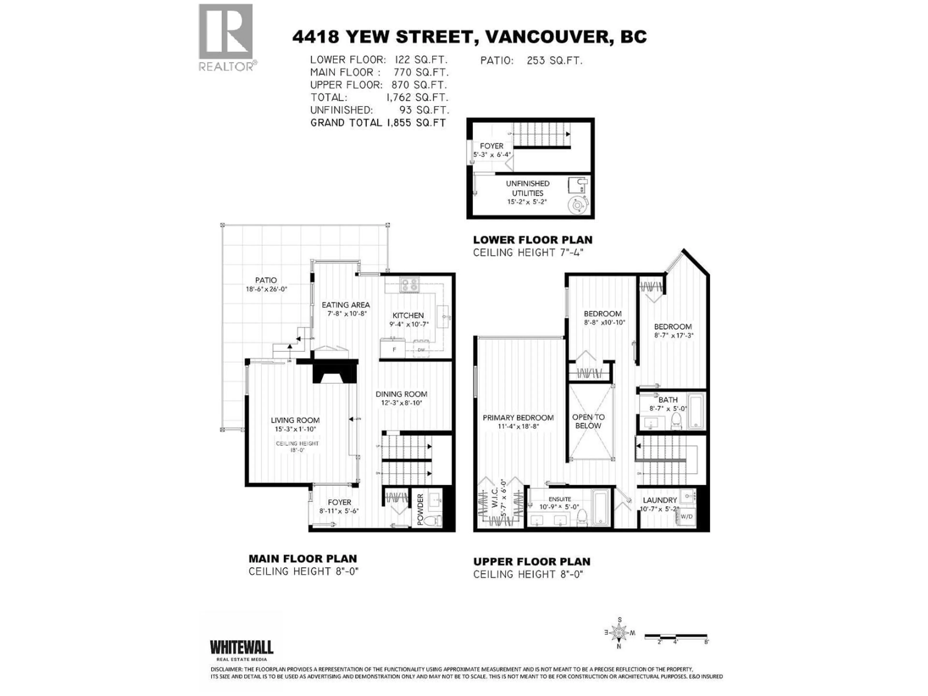 Floor plan for 4418 YEW STREET, Vancouver British Columbia V6L3C8