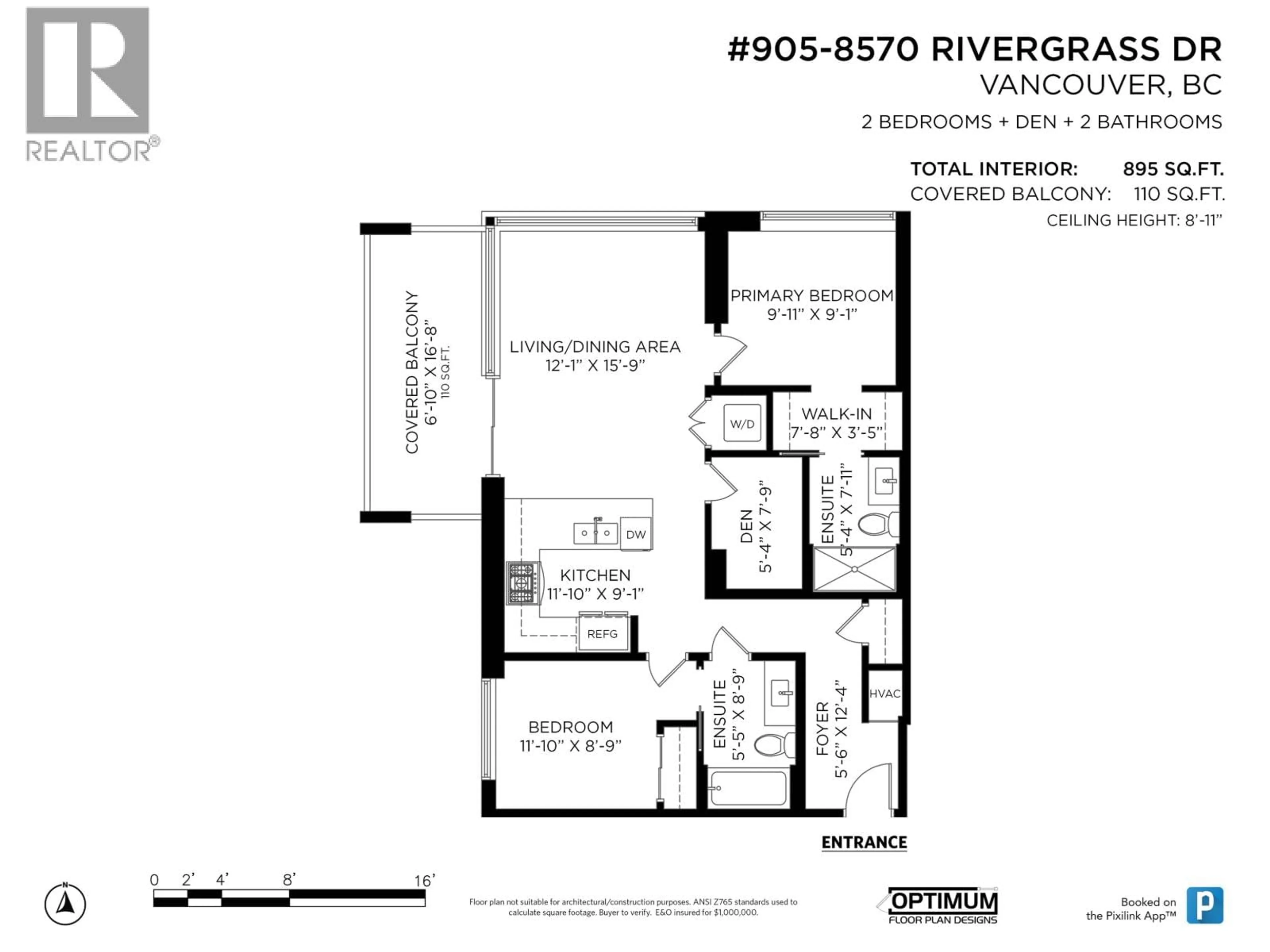 Floor plan for 905 - 8570 RIVERGRASS DRIVE, Vancouver British Columbia V5S0H4