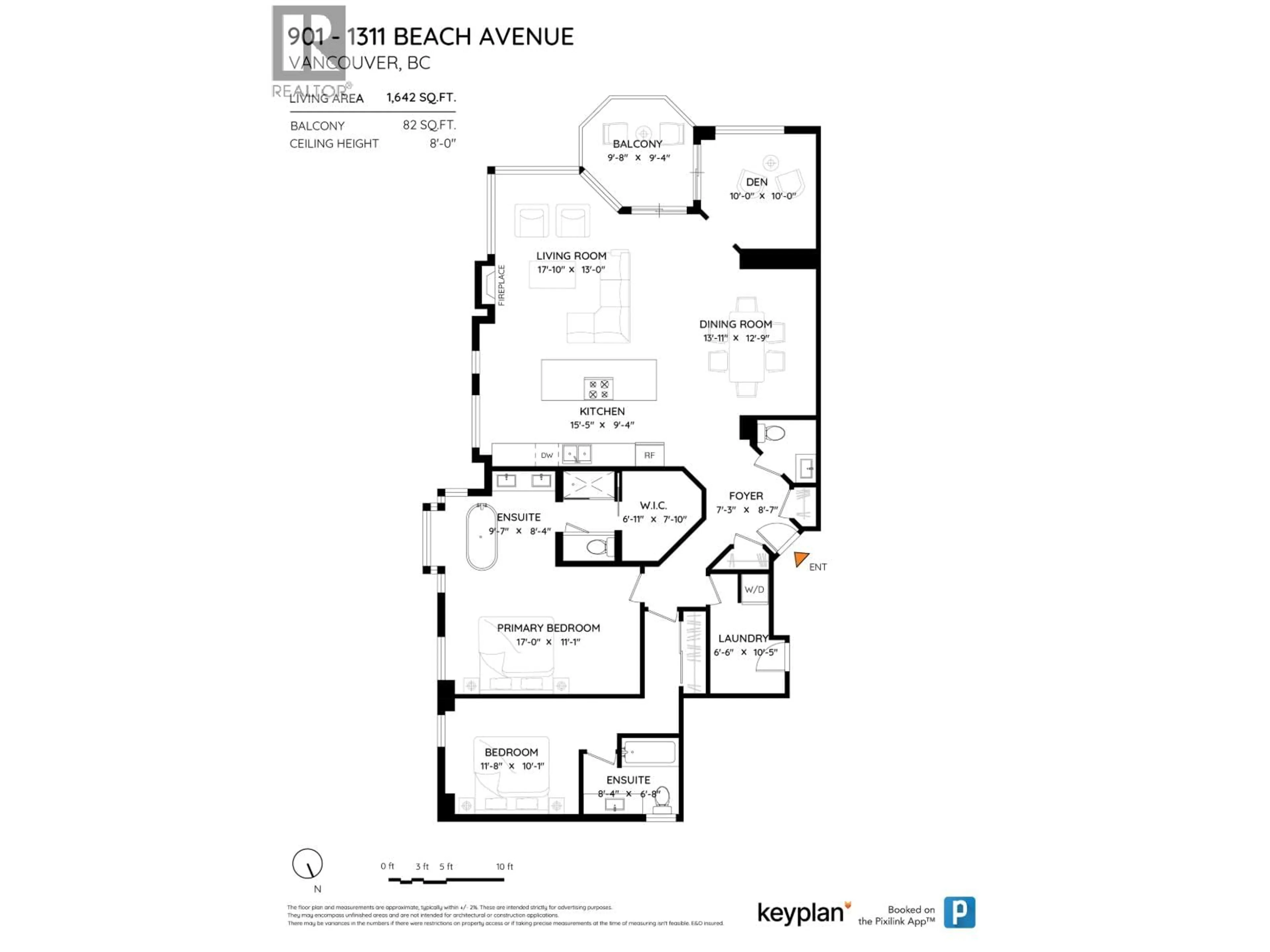 Floor plan for 901 - 1311 BEACH AVENUE, Vancouver British Columbia V6E1V6