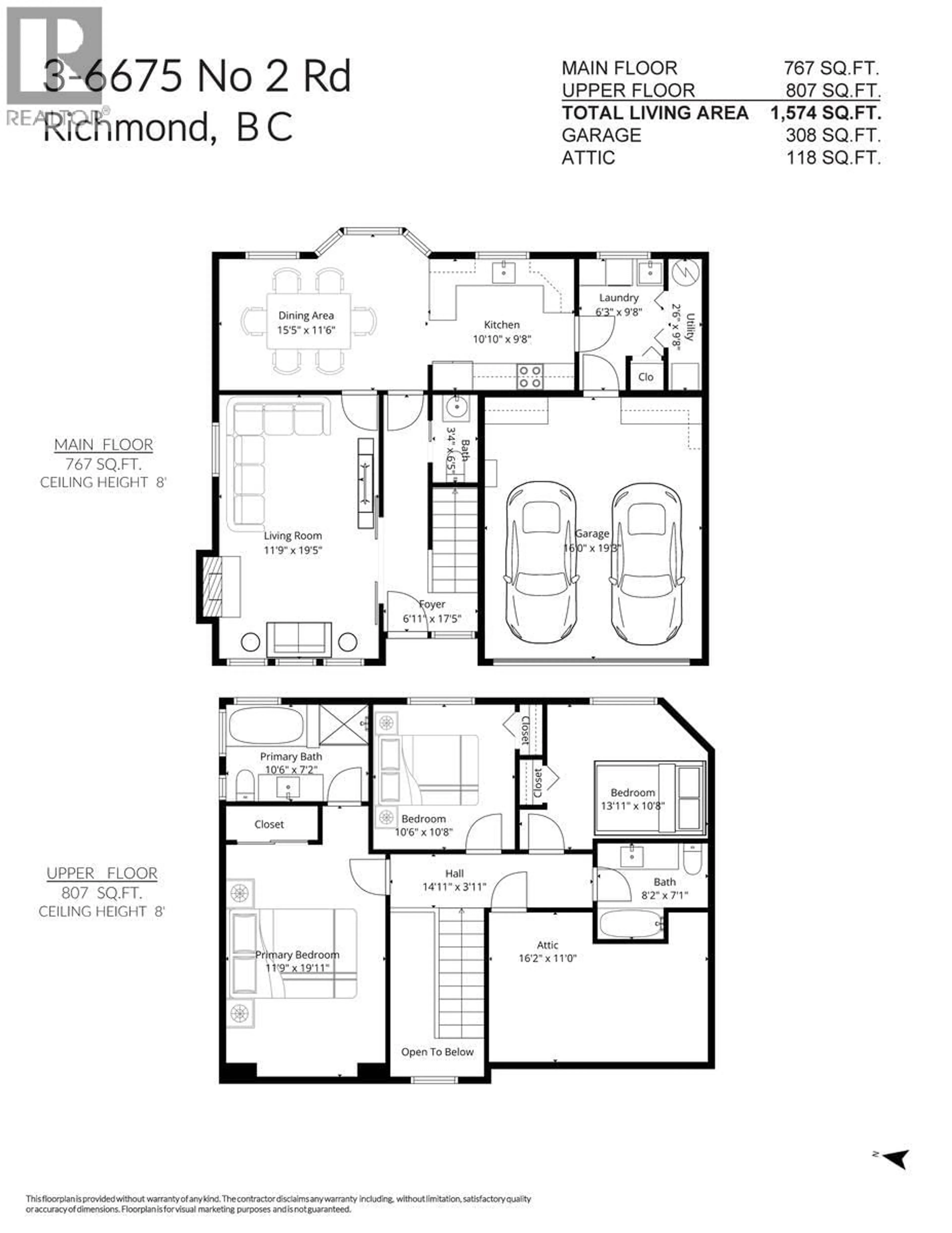 Floor plan for 3 - 6675 NO. 2 ROAD, Richmond British Columbia V7C3L5