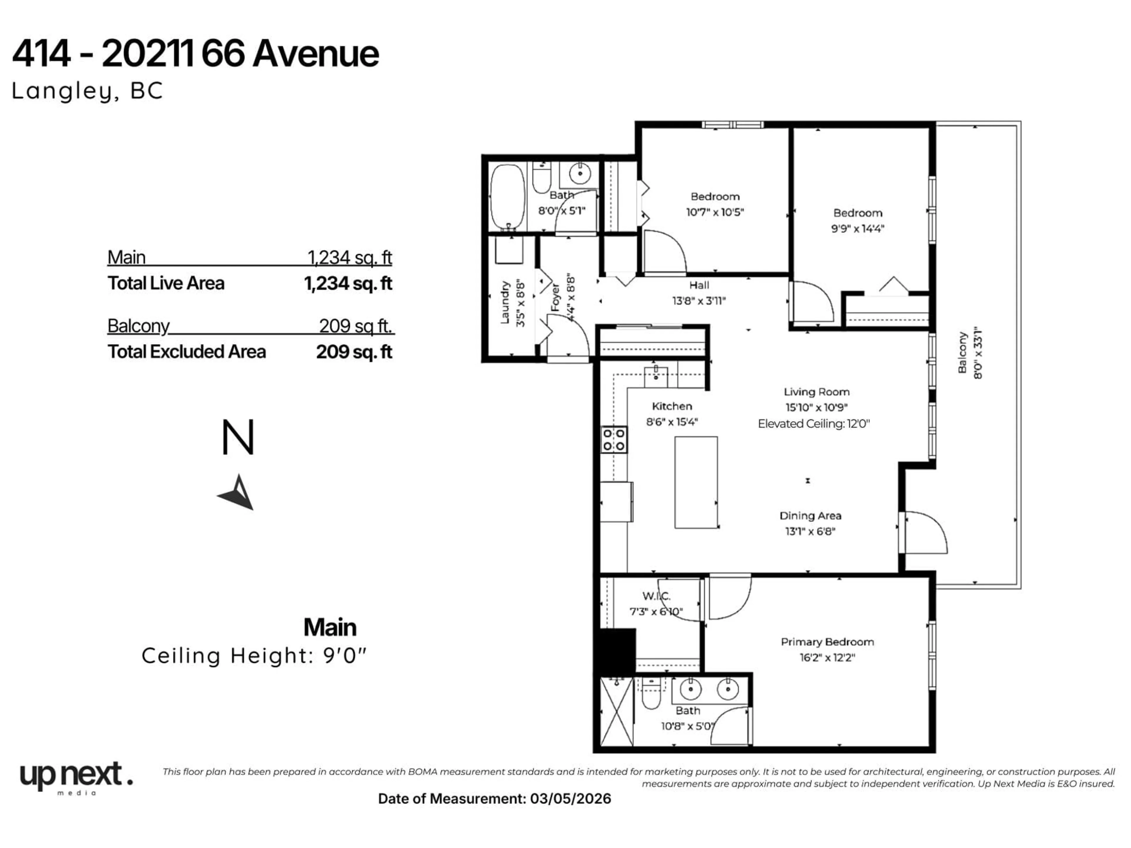 Floor plan for D414 - 20211 66 AVENUE, Langley British Columbia V2Y0L4