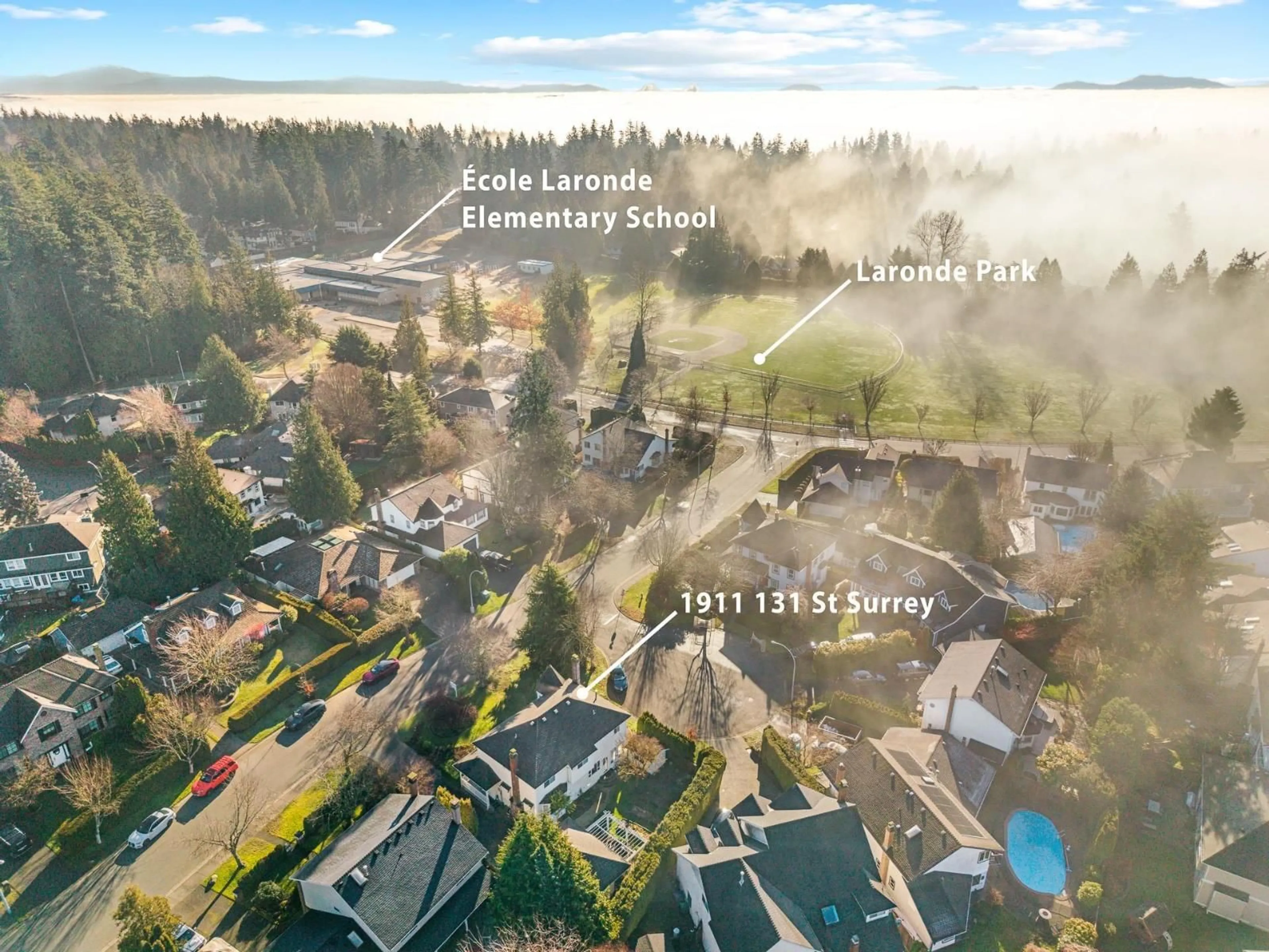 A pic from outside/outdoor area/front of a property/back of a property/a pic from drone, unknown for 1911 131 STREET, Surrey British Columbia V4A7P1