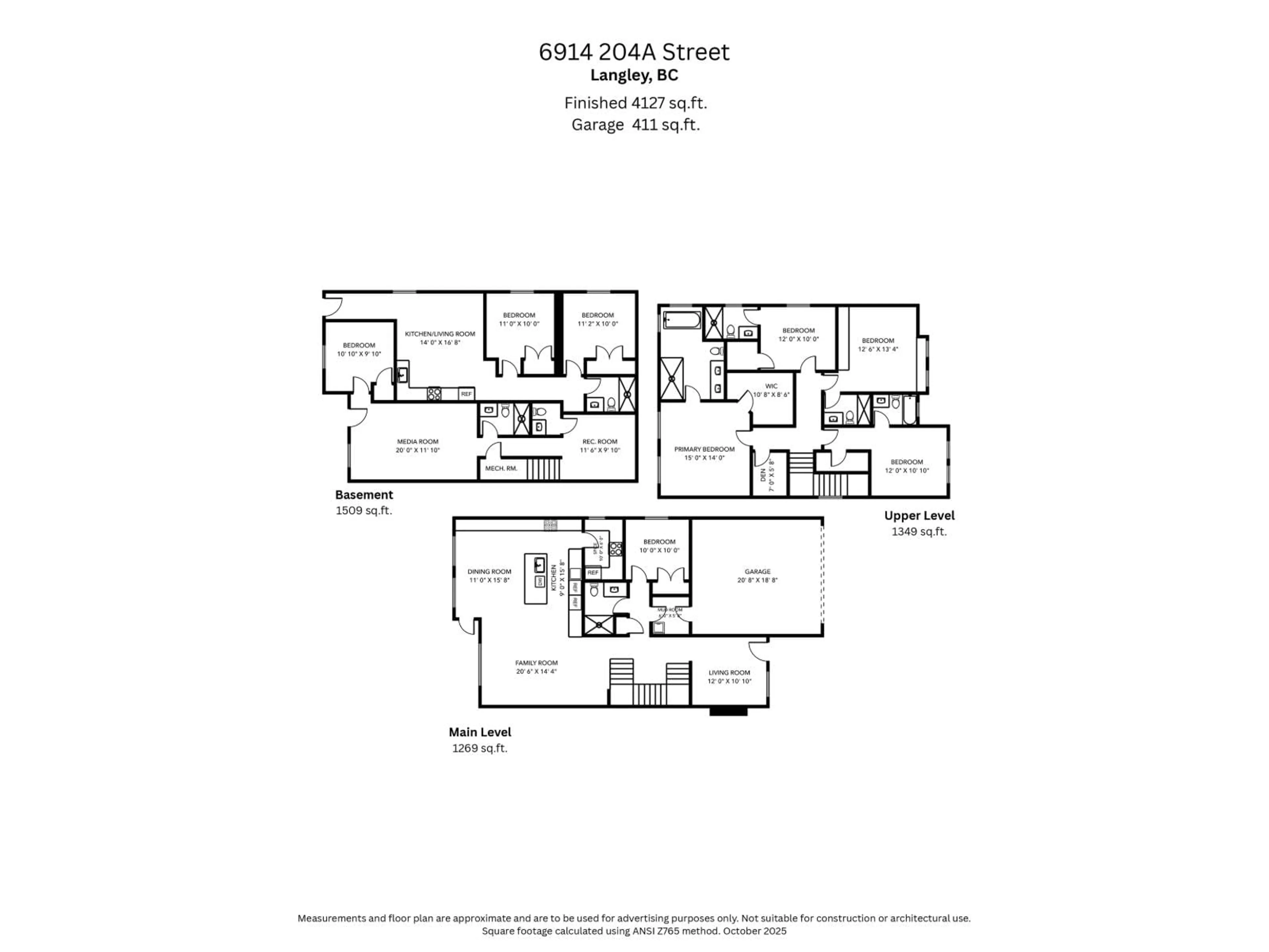 Floor plan for 6914 204A STREET, Langley British Columbia V2Y1R2