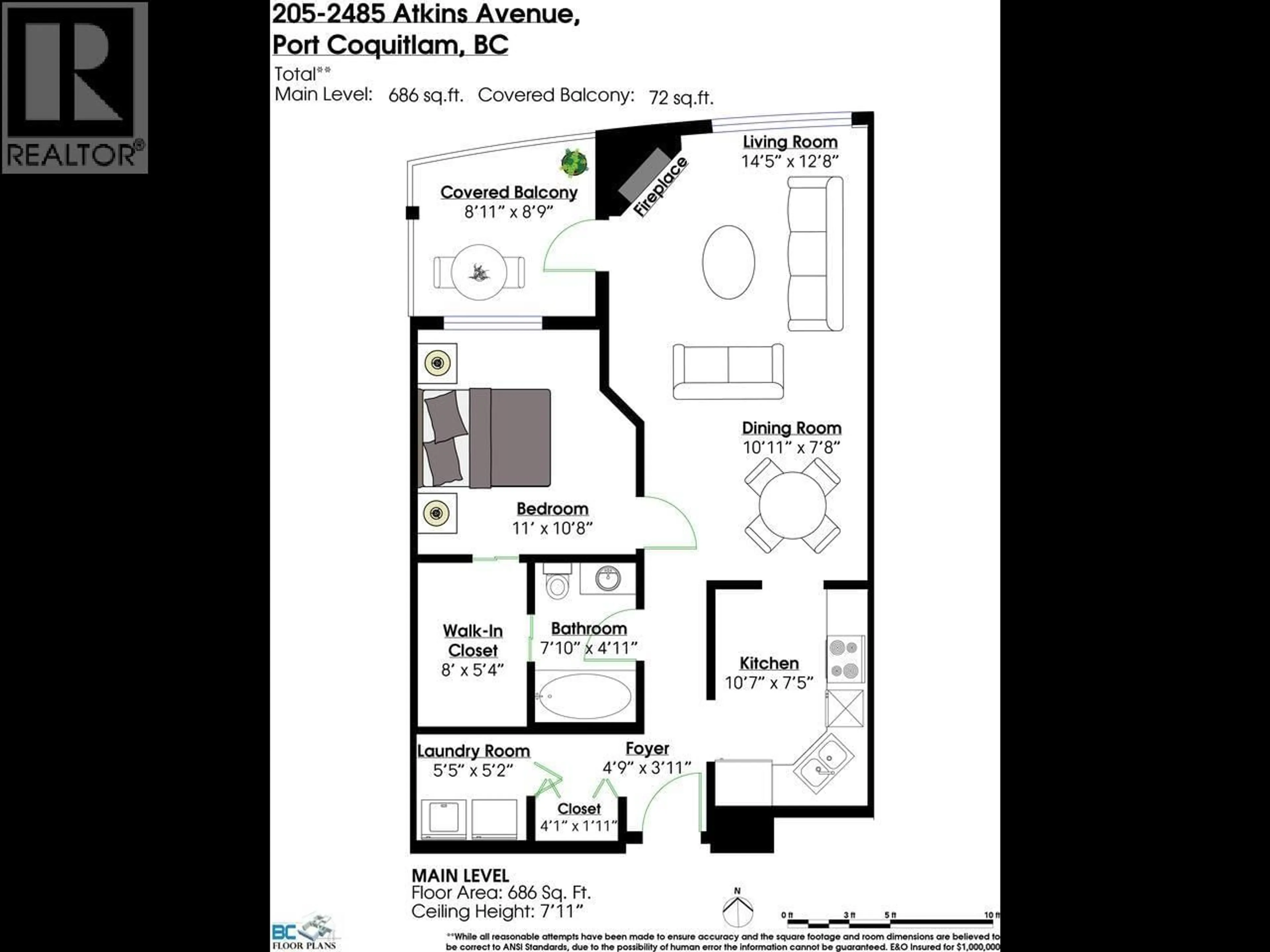 Floor plan for 205 - 2485 ATKINS AVENUE, Port Coquitlam British Columbia V3C1Z1