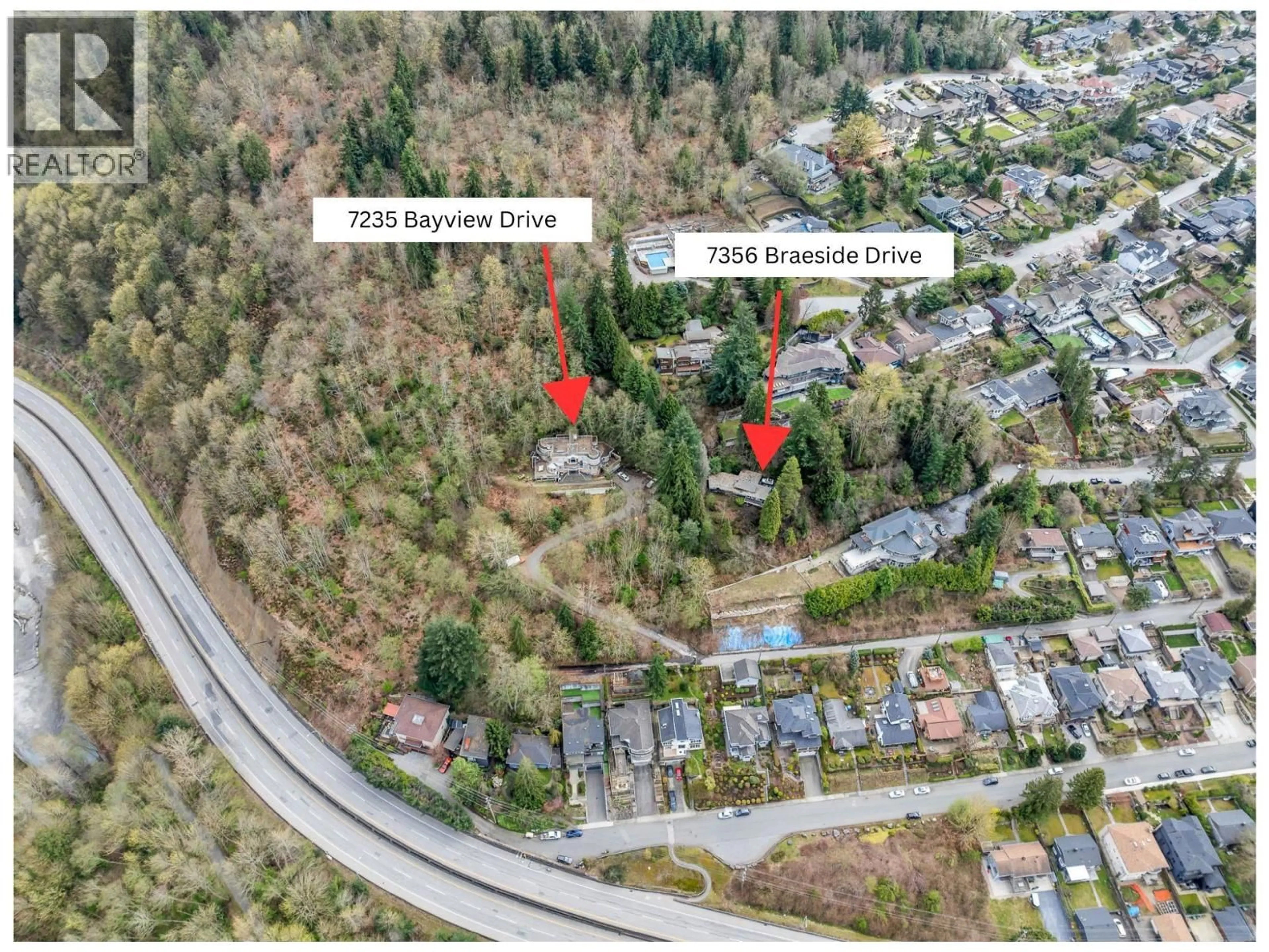 A pic from outside/outdoor area/front of a property/back of a property/a pic from drone, unknown for 7356 BRAESIDE DRIVE, Burnaby British Columbia V5A1G1