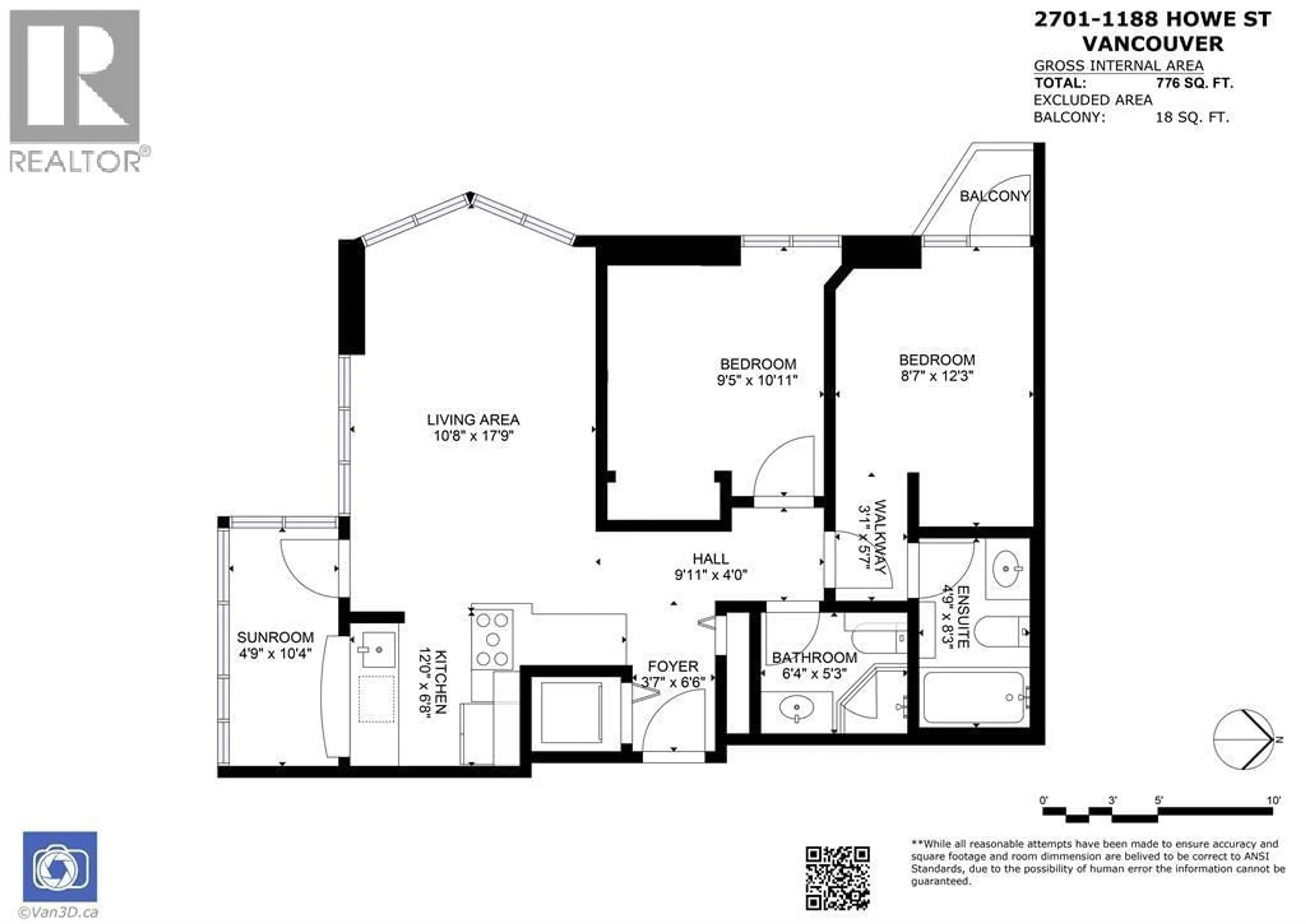 Floor plan for 2701 - 1188 HOWE STREET, Vancouver British Columbia V6Z2S8